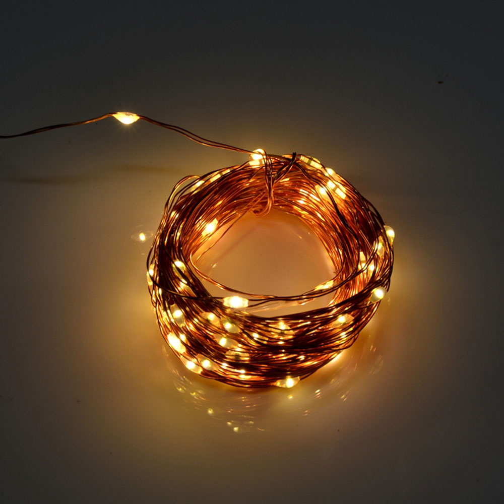 100 LED Natural Copper Fairy Plug in Lights - Warm White