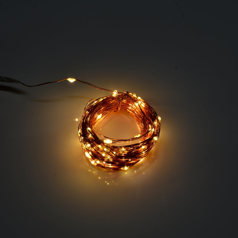 100 LED Natural Copper Fairy Plug in Lights - Warm White
