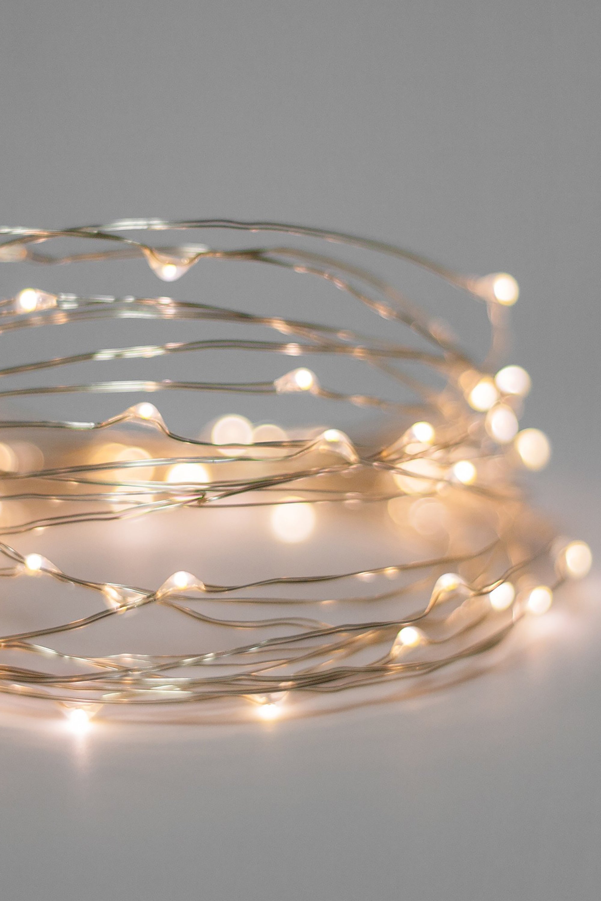 50 LED Silver Copper Fairy Lights - Battery Operated