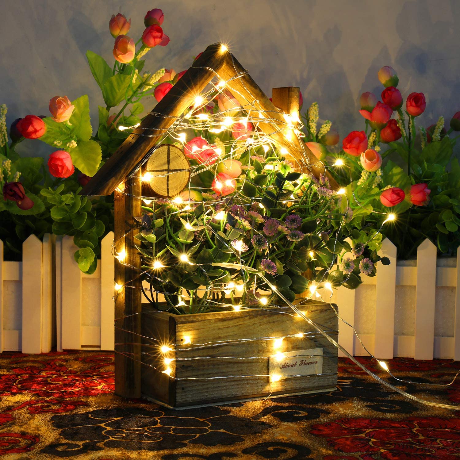 50 LED Silver Copper Fairy Lights - Battery Operated