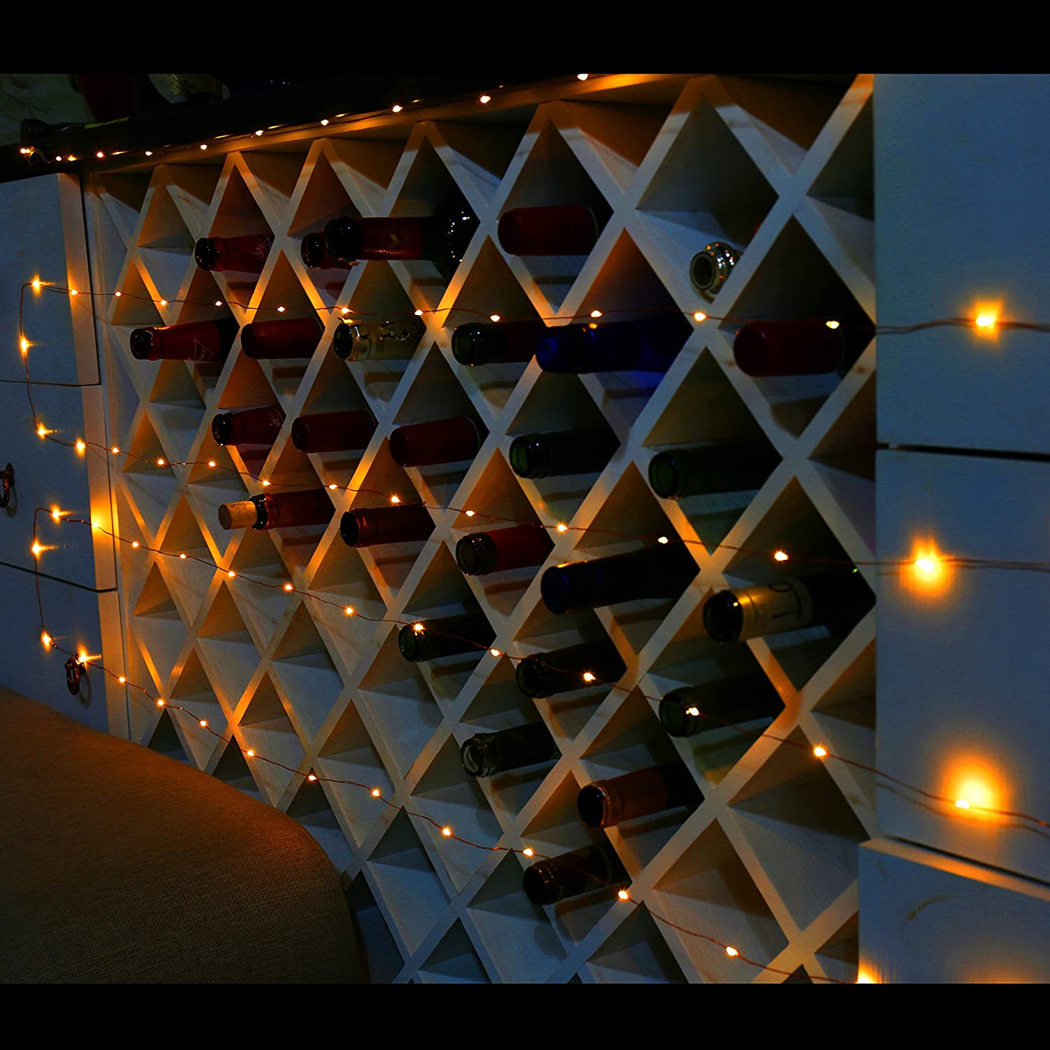 50 LED Silver Copper Fairy Lights - Battery Operated