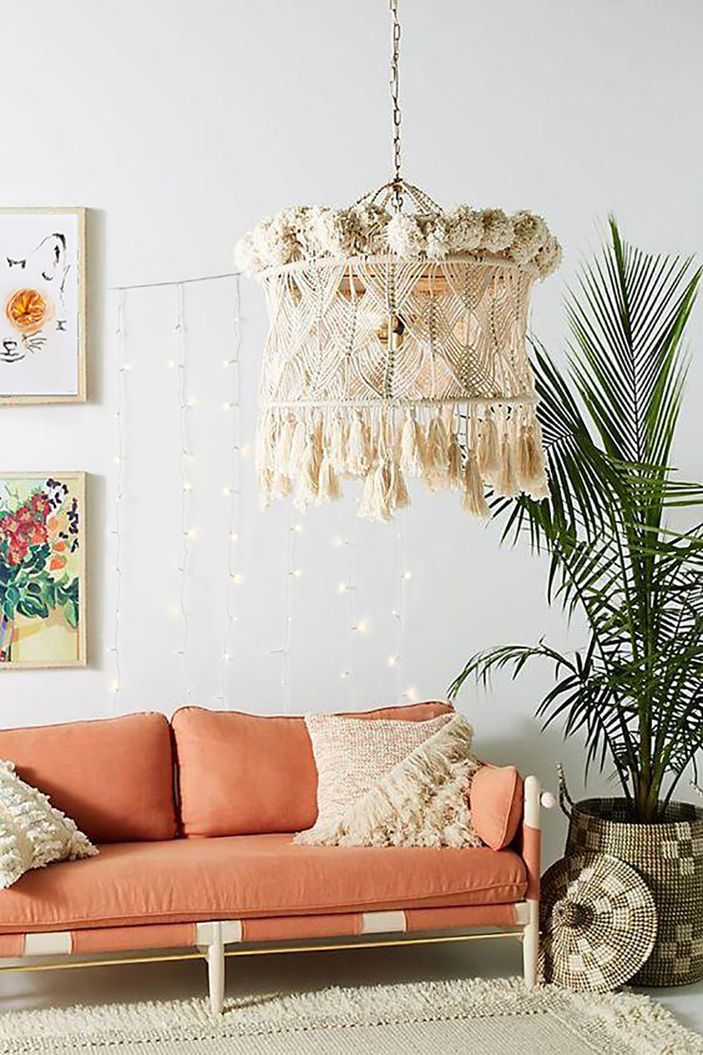 96 LED 6 Strand Curtain Light (Warm White) - Battery Operated