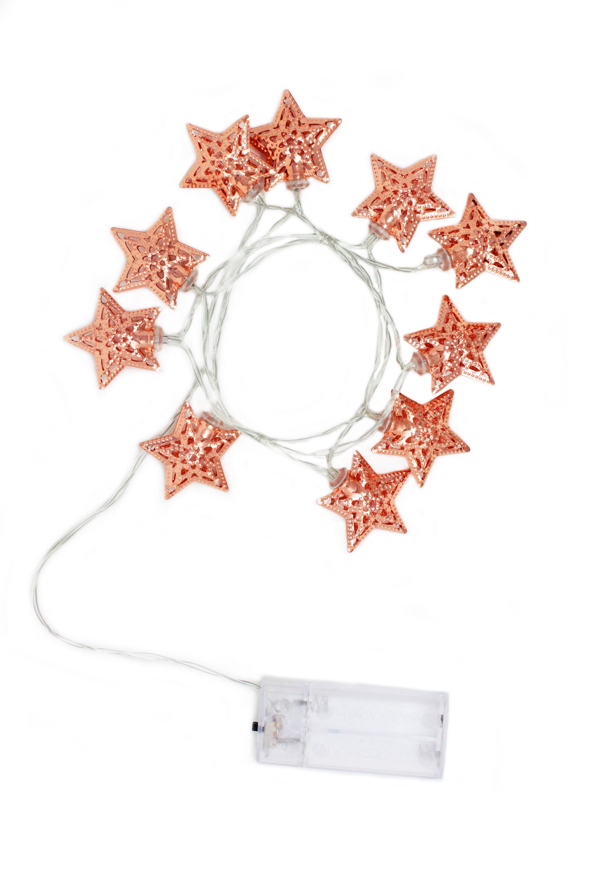 10 LED Rose Gold Star String Light Battery Operated - Warm White