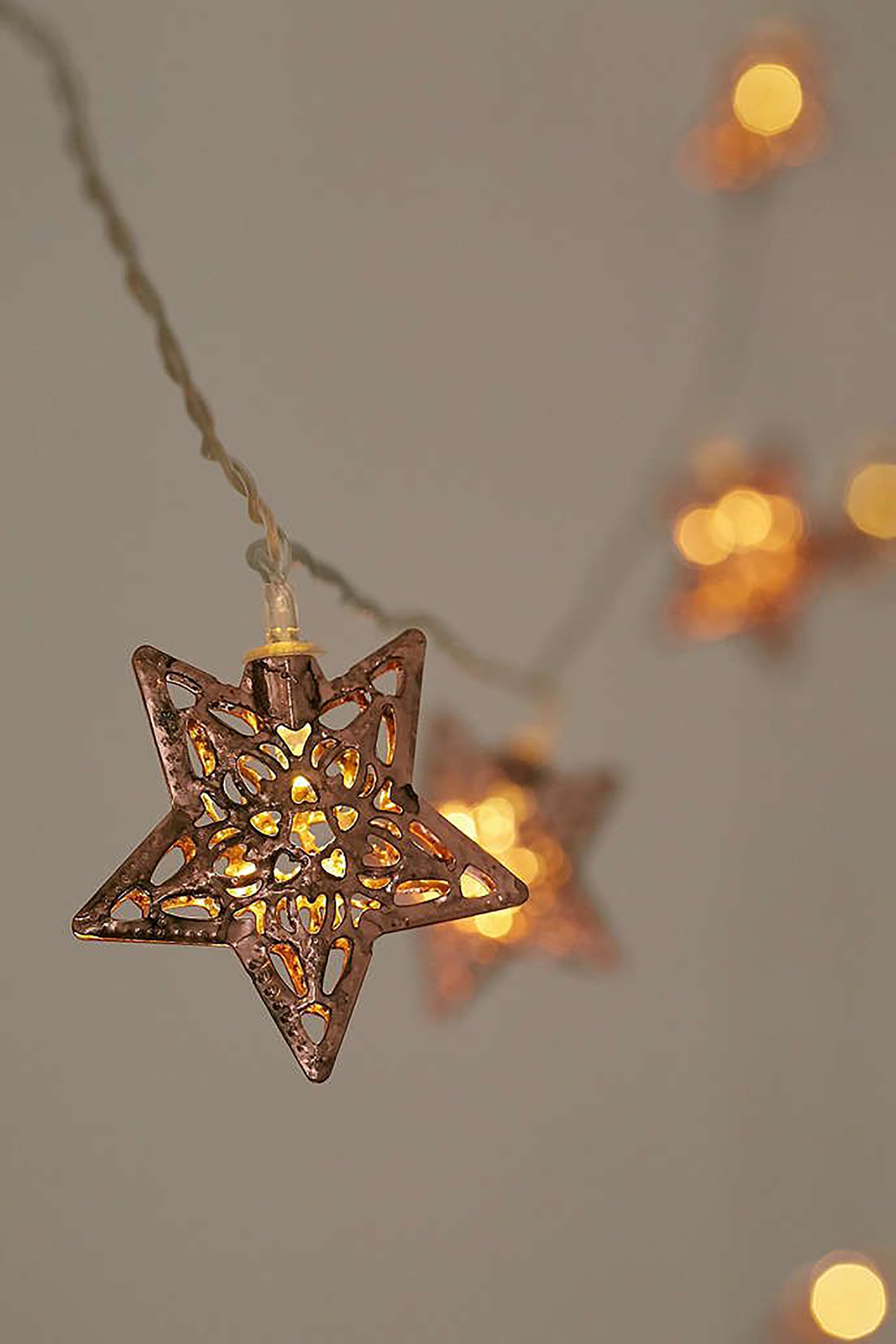 10 LED Rose Gold Star String Light Battery Operated - Warm White