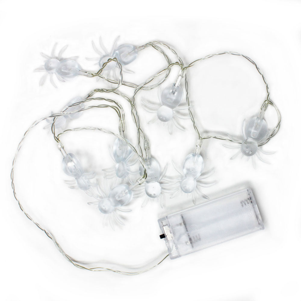 10 LED String Light Spider Battery Operated - White LED Purple Spider