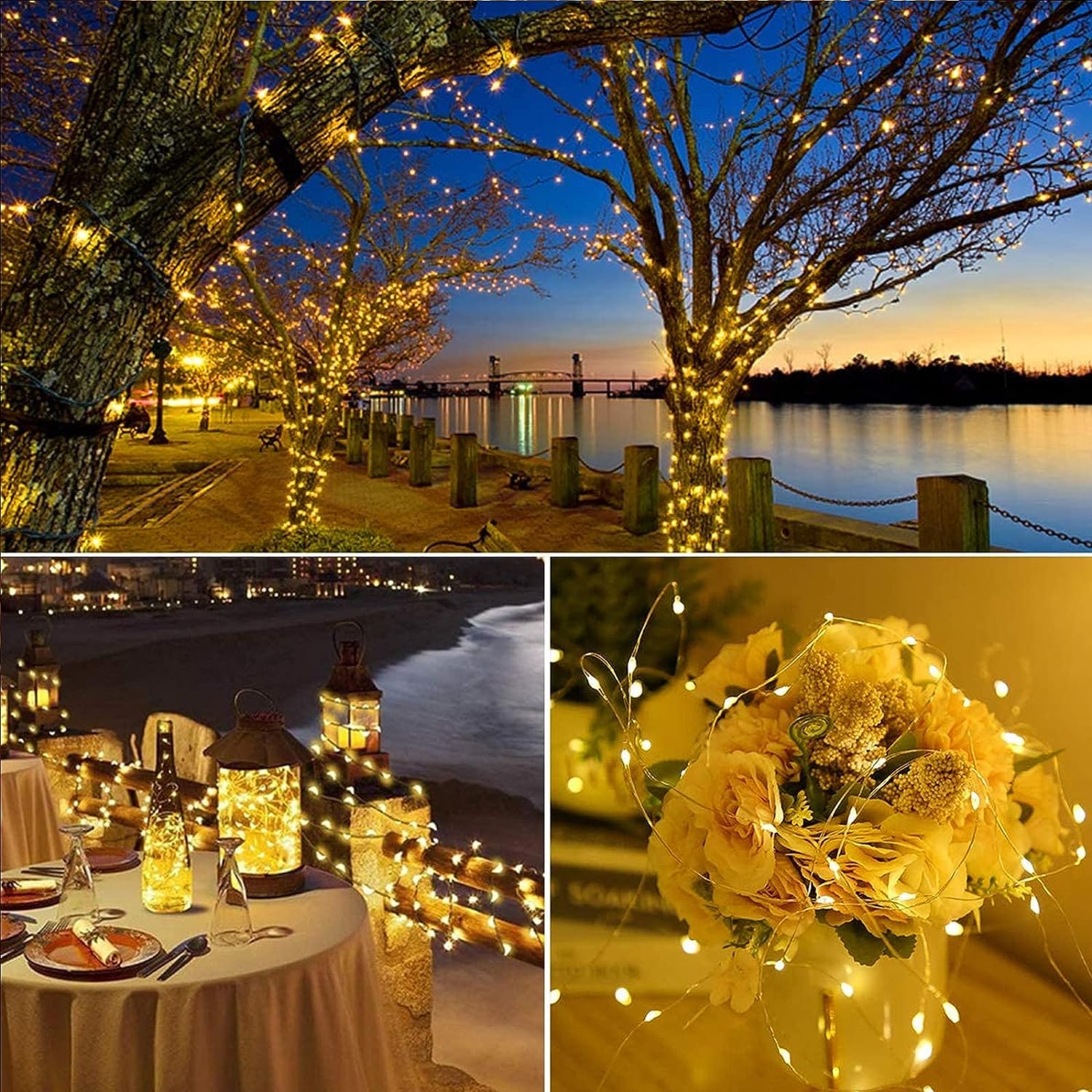 32ft 100 LED Microdot Wire Solar Fairy Light - Warm White
