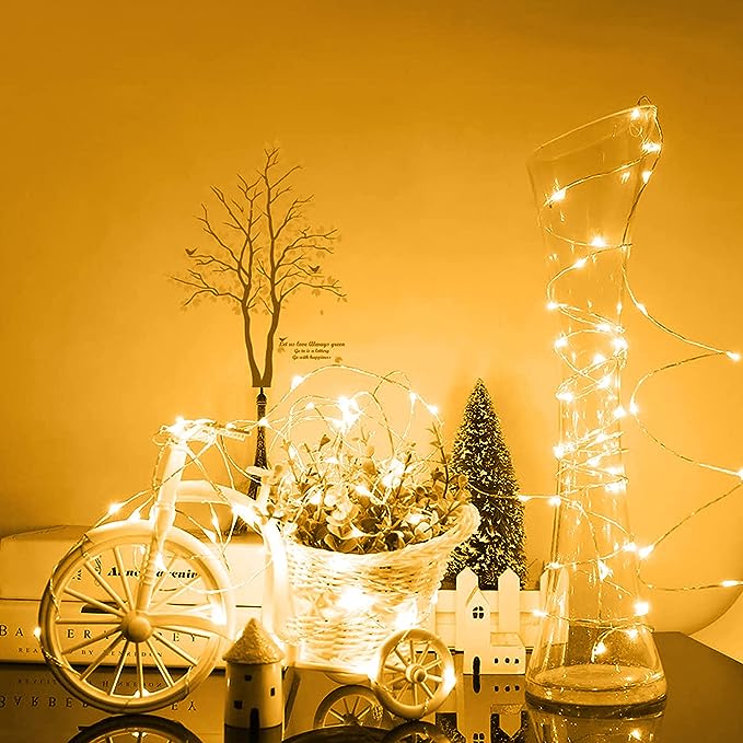 32ft 100 LED Microdot Wire Solar Fairy Light - Warm White
