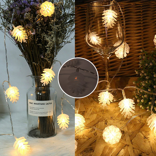 10 LED Soft Plastic Pine Cone Light Set - Warm White