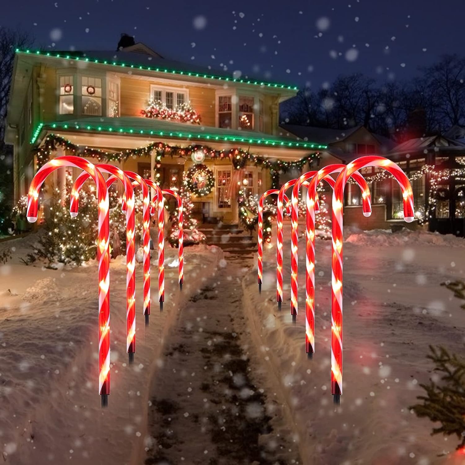 45 LED Candy Cane Solar Lights Outdoor for Christmas