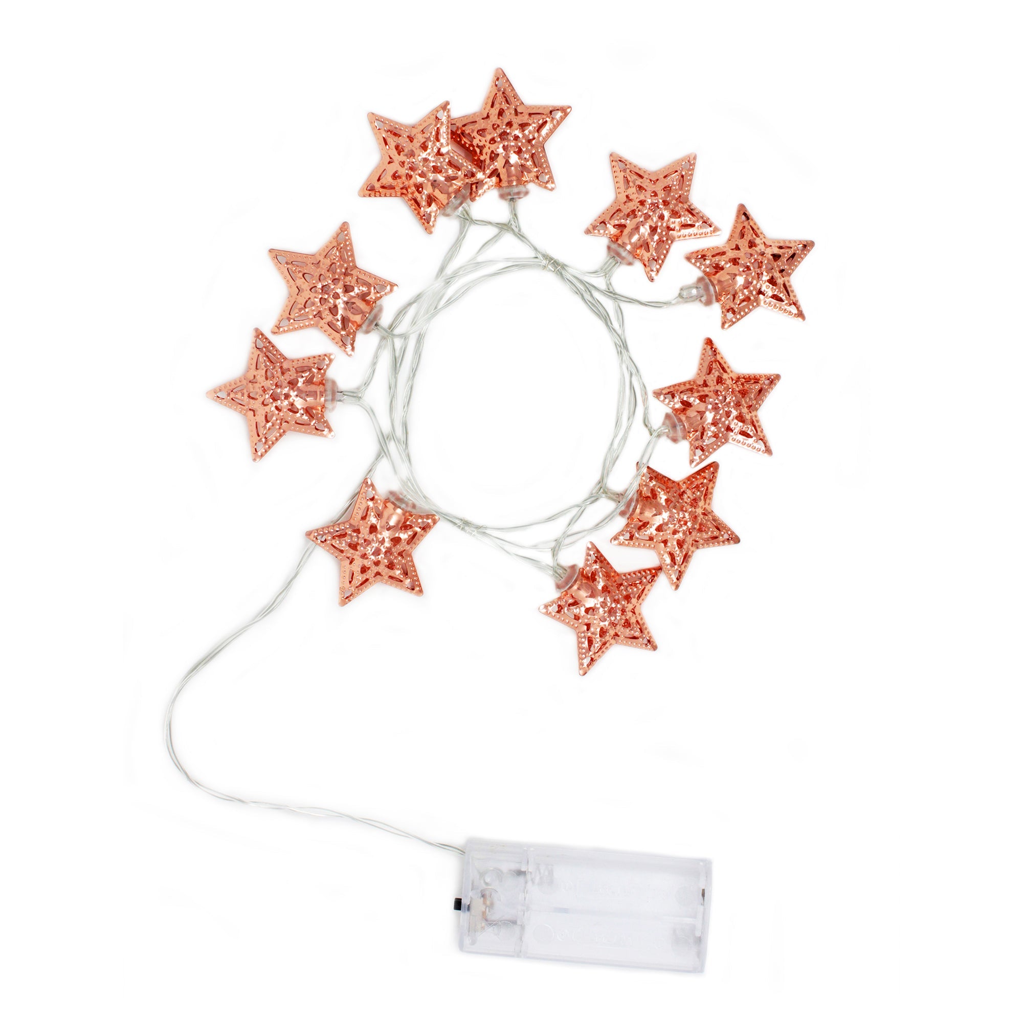 10 LED String Light with Rose Gold Small Metal Star Battery Operated -Warm White