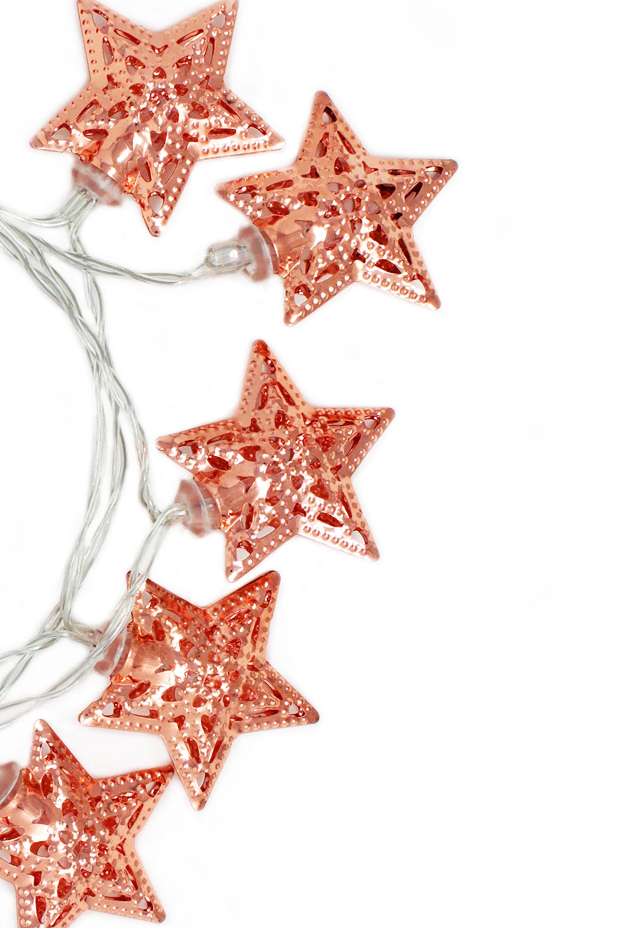 10 LED String Light with Rose Gold Small Metal Star Battery Operated -Warm White
