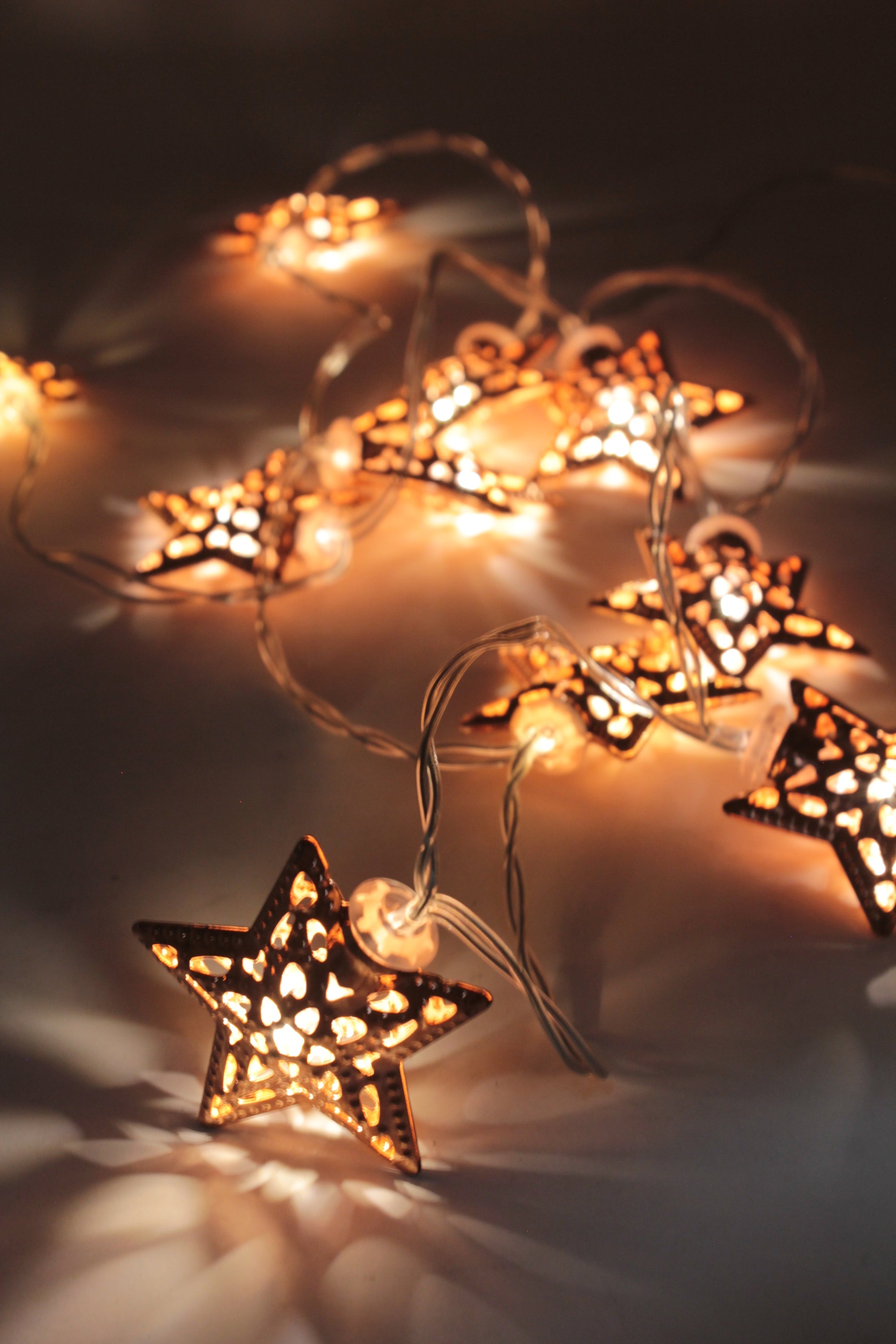 10 LED String Light with Rose Gold Small Metal Star Battery Operated -Warm White