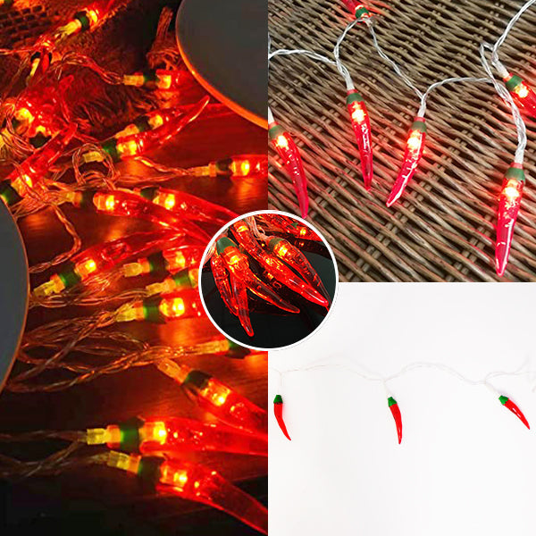 20 LED Battery Operated String Lights with Chili Pepper - Warm White