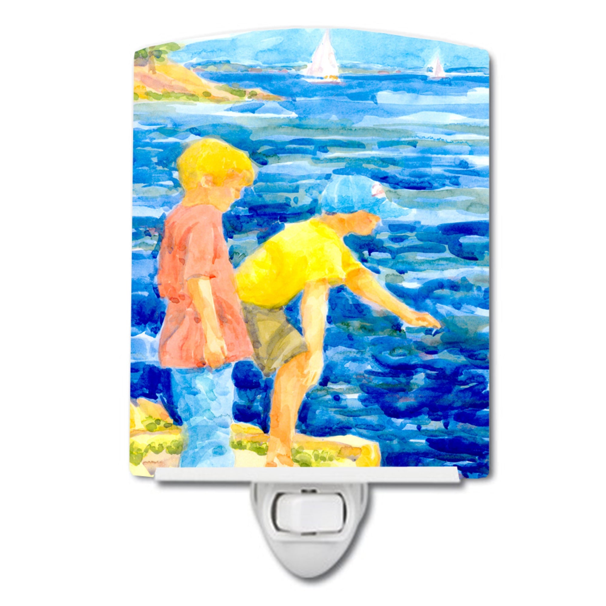  inchCarolines Treasures The Boys at the water Ceramic Night Light, 6x4, Multicolor inch