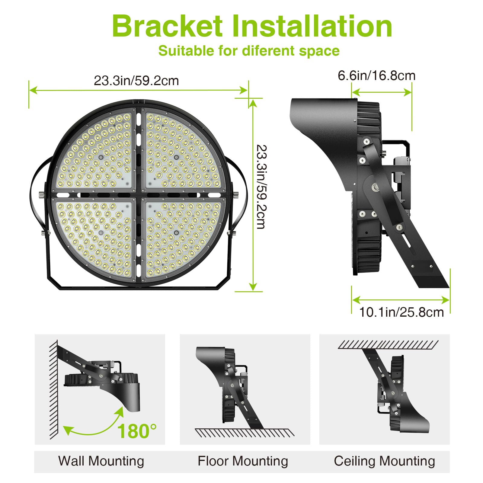 600W LED Stadium Light Ultra-Bright, 90000LM, Waterproof, IP66, 5000K Color Temperature, for Stadium, Basketball, Football Court
