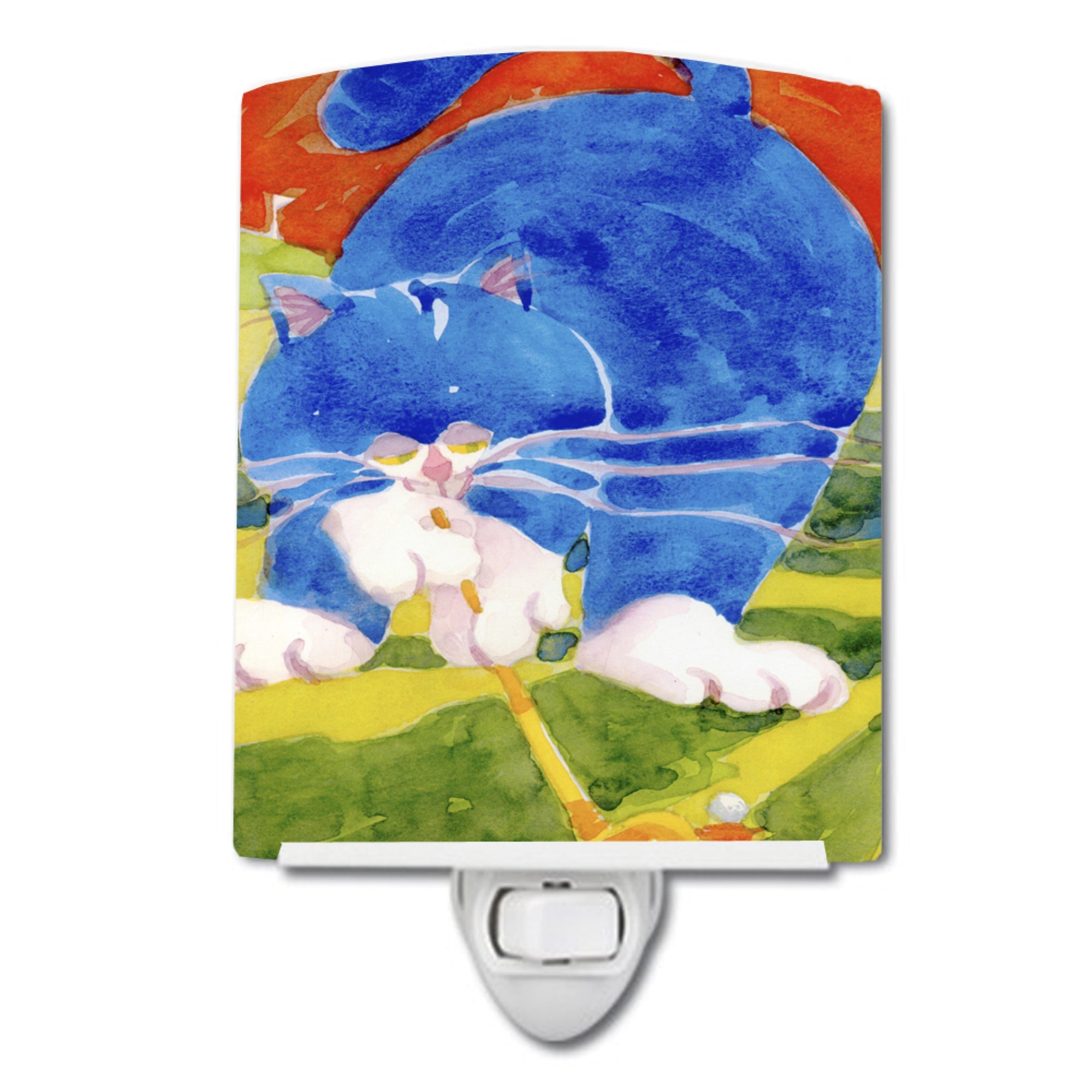  inchCarolines Treasures Big Blue the Cat Golfer Ceramic Night Light, 6x4, Multicolor inch