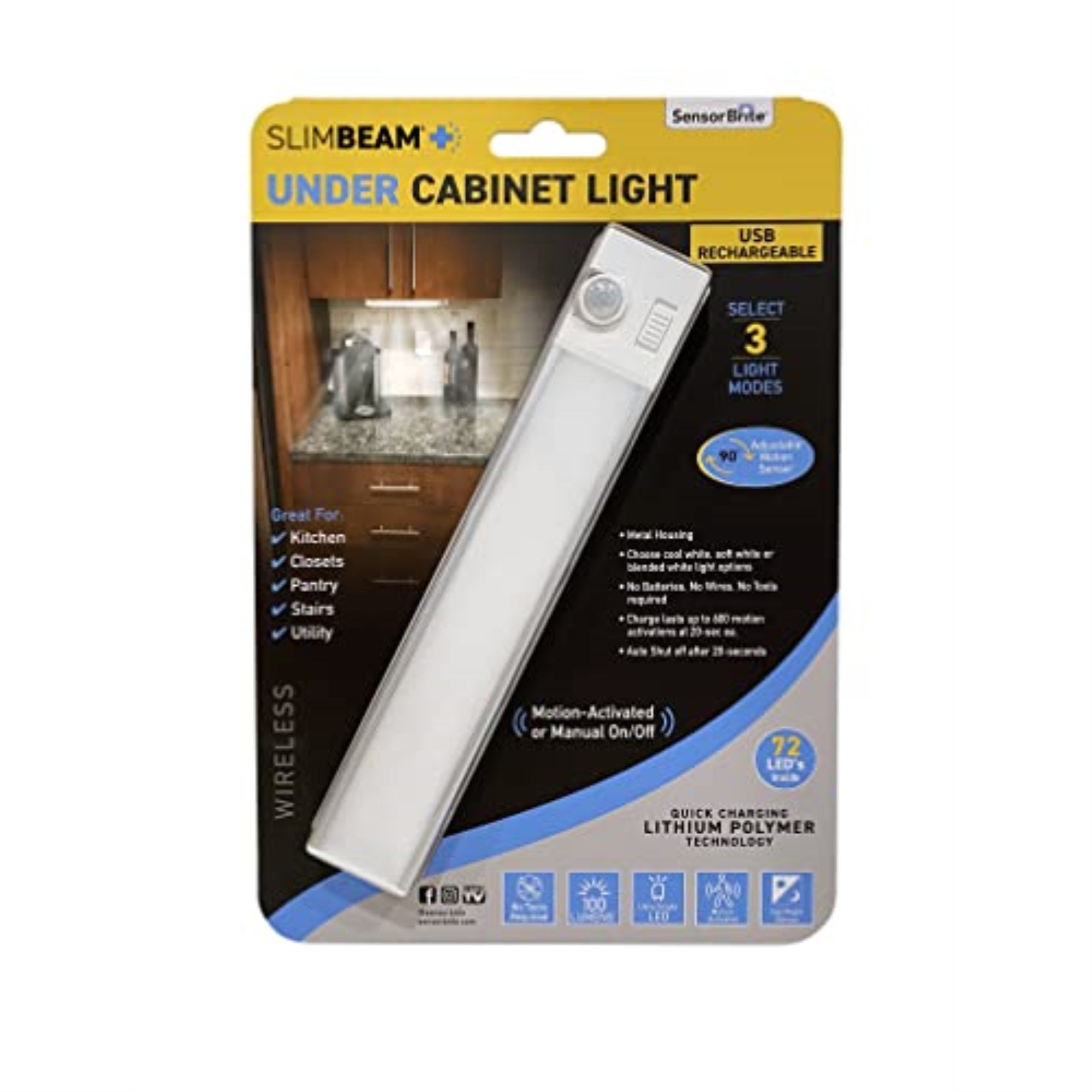 6012170 UNDER CABINET LIGHT WHT Sensor Brite SlimBeam+ Under Cabinet Light (Pack of 1)
