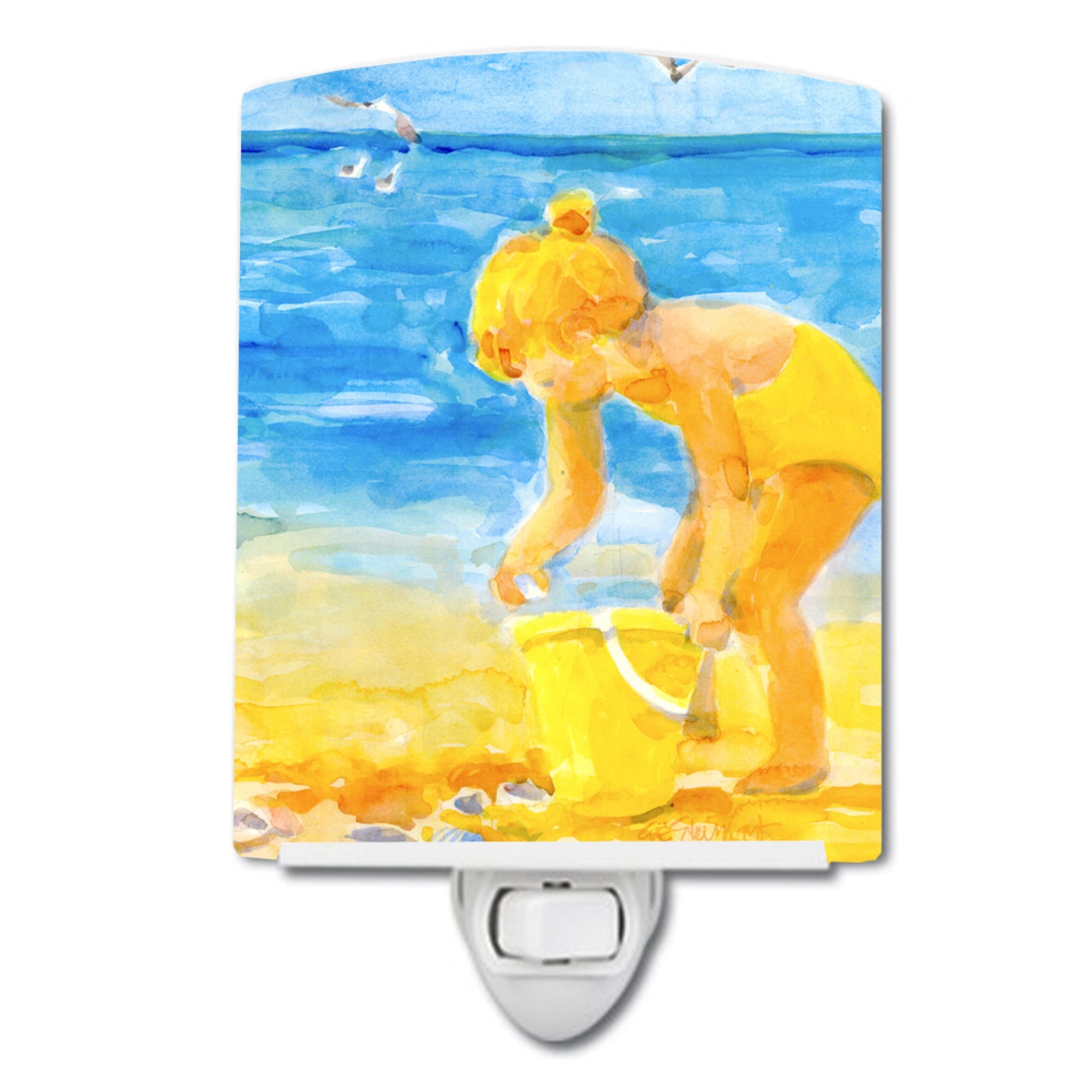  inchCarolines Treasures Little Girl at the beach Ceramic Night Light, 6x4, Multicolor inch
