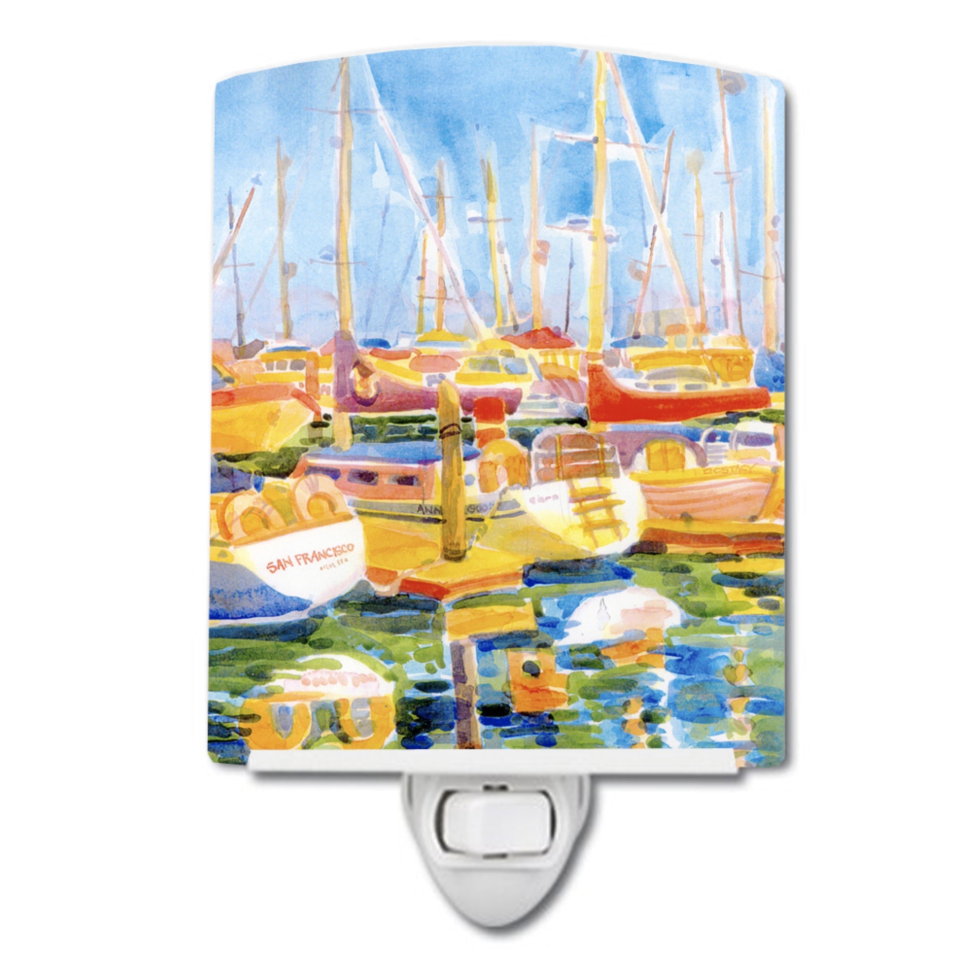  inchCarolines Treasures Boats at the Harbour Ceramic Night Light, 6x4, Multicolor inch