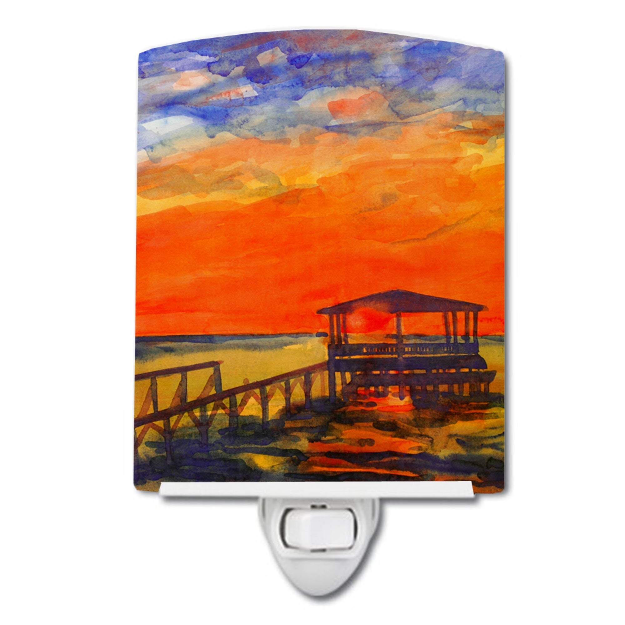  inchCarolines Treasures Sunset at the Dock Ceramic Night Light, 6x4, Multicolor inch