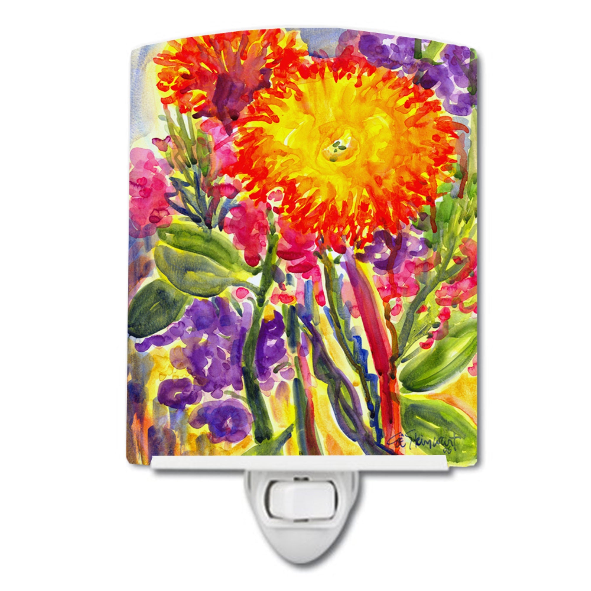  inchCarolines Treasures FlowerAster Ceramic Night Light, 6x4, Multicolor inch