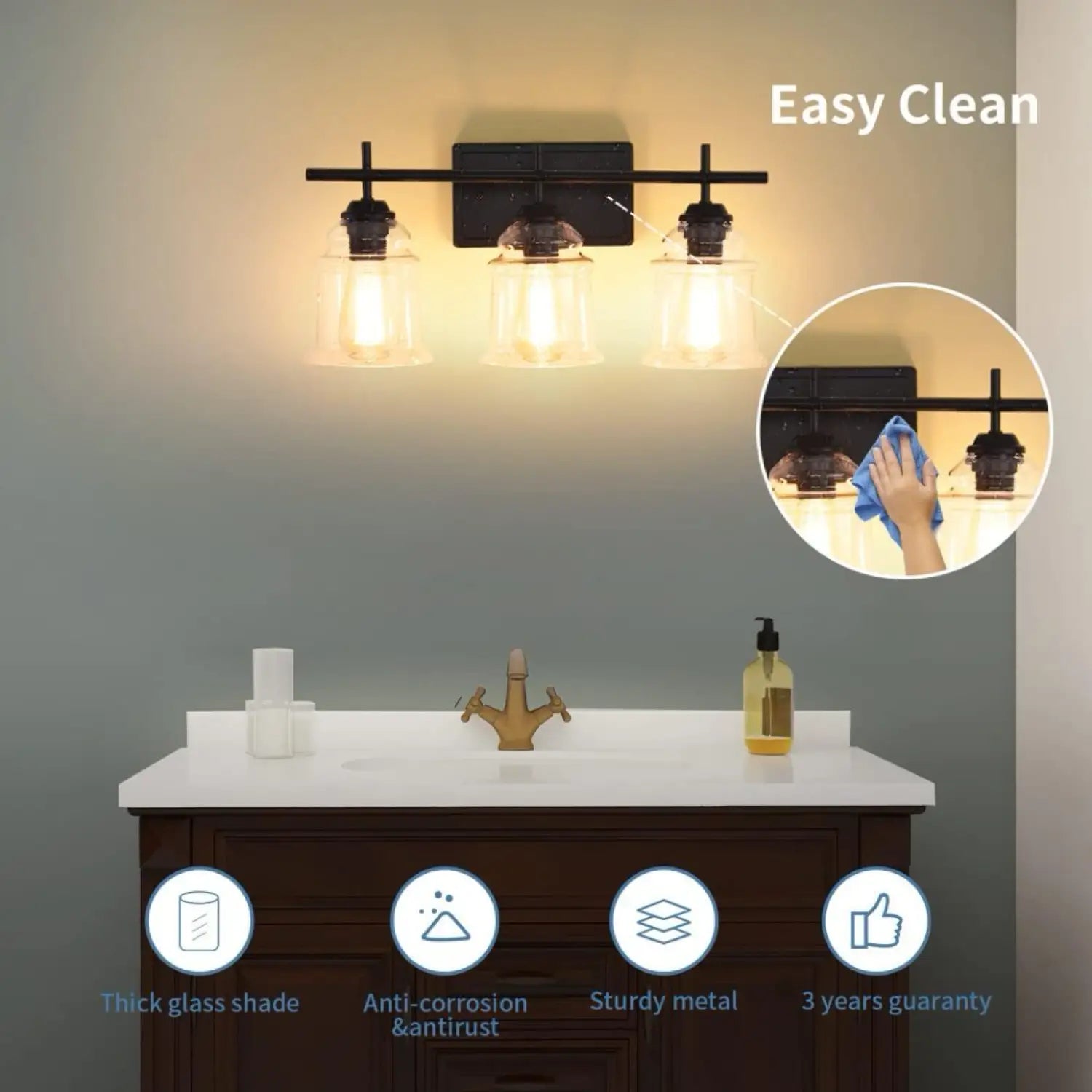 60W Elegant Wall Lights Modern with Clear Glass Sconce