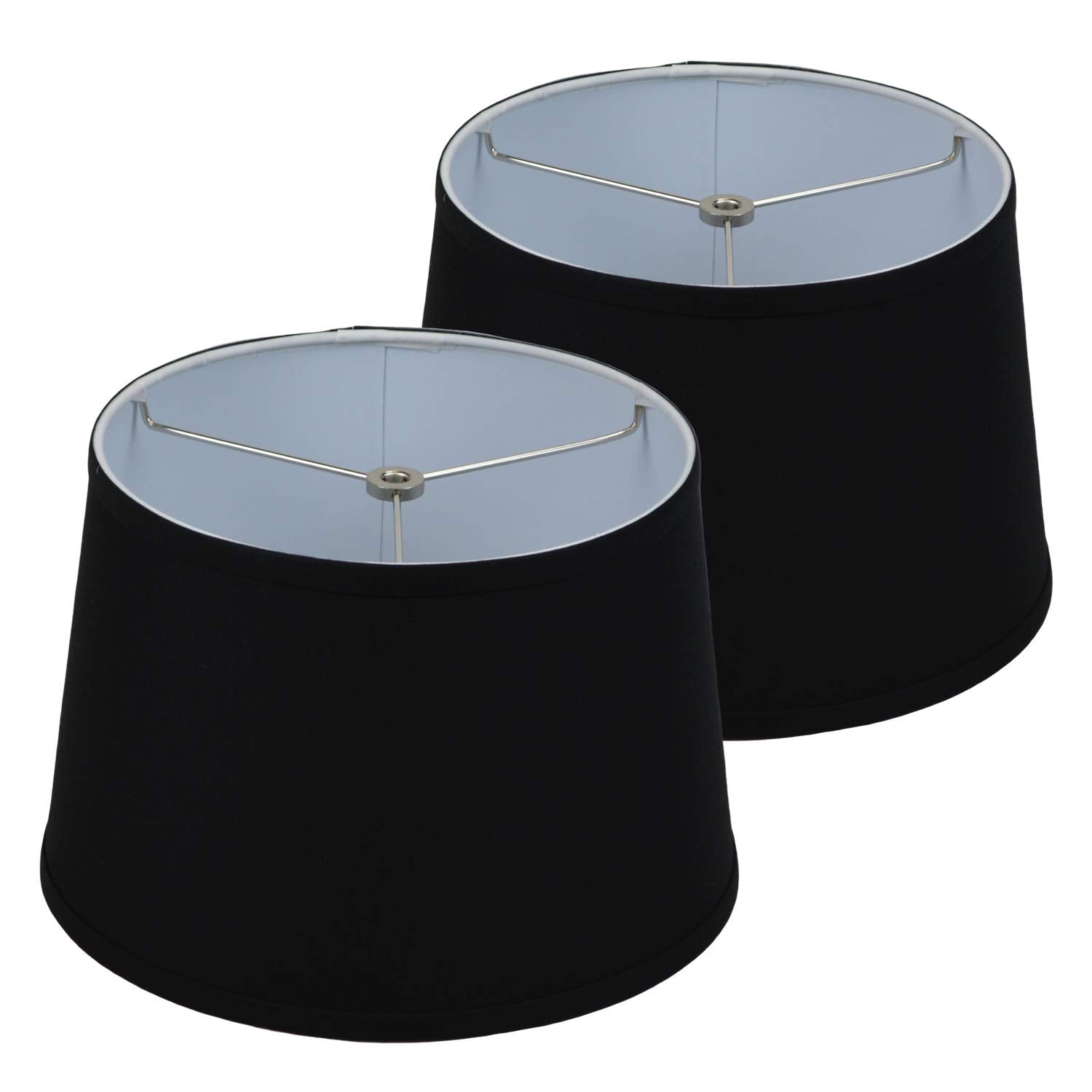 FenchelShades.com Set of 2 Fabric Lampshades 10in Top x 12in Bottom x 8in Slant Height Washer Attachment Linen Black 10-12-8-W-P