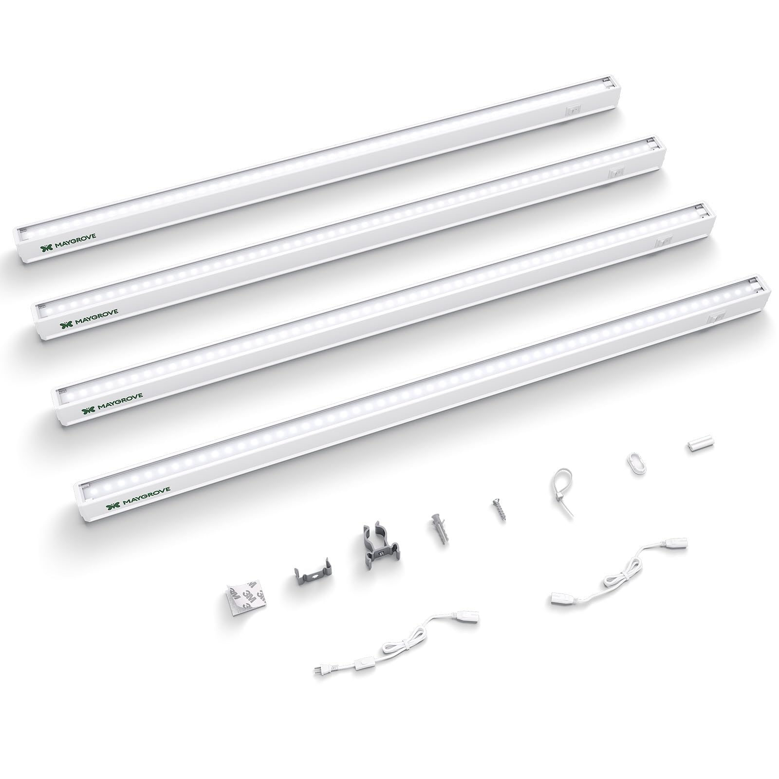 Maygrove Grow Lights for Indoor Plants 2FT  Sun-Like Full Spectrum 5000K Grow Light  60W(4 x 15W)  T5 LED Grow Light Bands for Indoor Plants and Flowers  High PPFD  Linkable  White  4-Pack