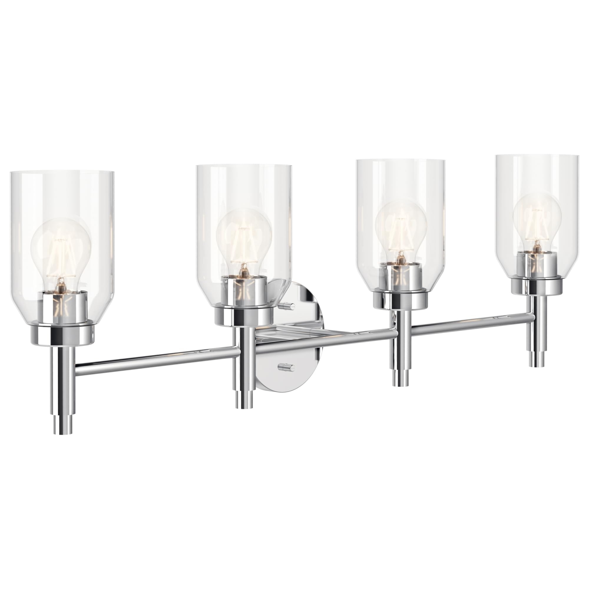 Kichler Madden 4-Light Bathroom Vanity Light Fixture with Clear Glass in Chrome, Modern Wall Mount Lighting for Single or Double