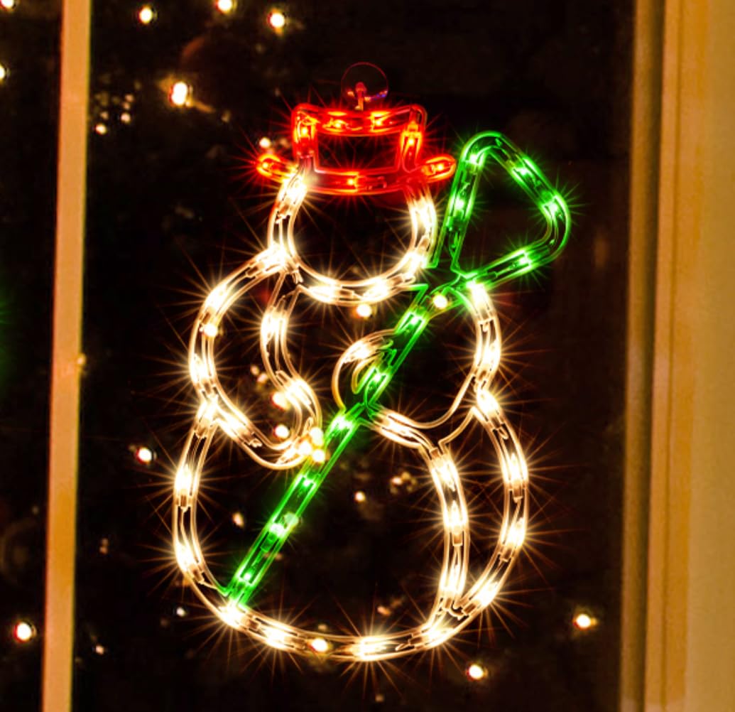 JUSTPRO Christmas Window Silhouette Lights, Lighted Snowman, 50 Mini Lights, 1-Pack, Indoor Decor, Model JK8539-Snowman