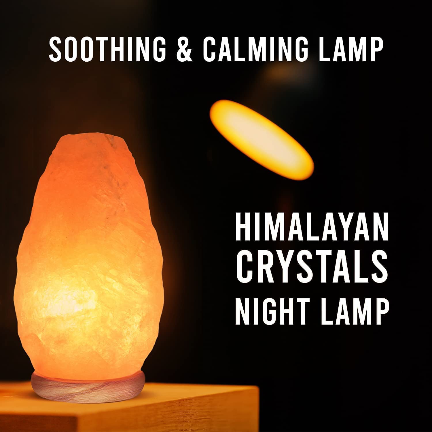 Himalayan Glow Natural Himalayan Salt Lamp with Dimmer Switch, 6-8 lbs, Orange, Model 1001, Handcrafted with Wooden Base