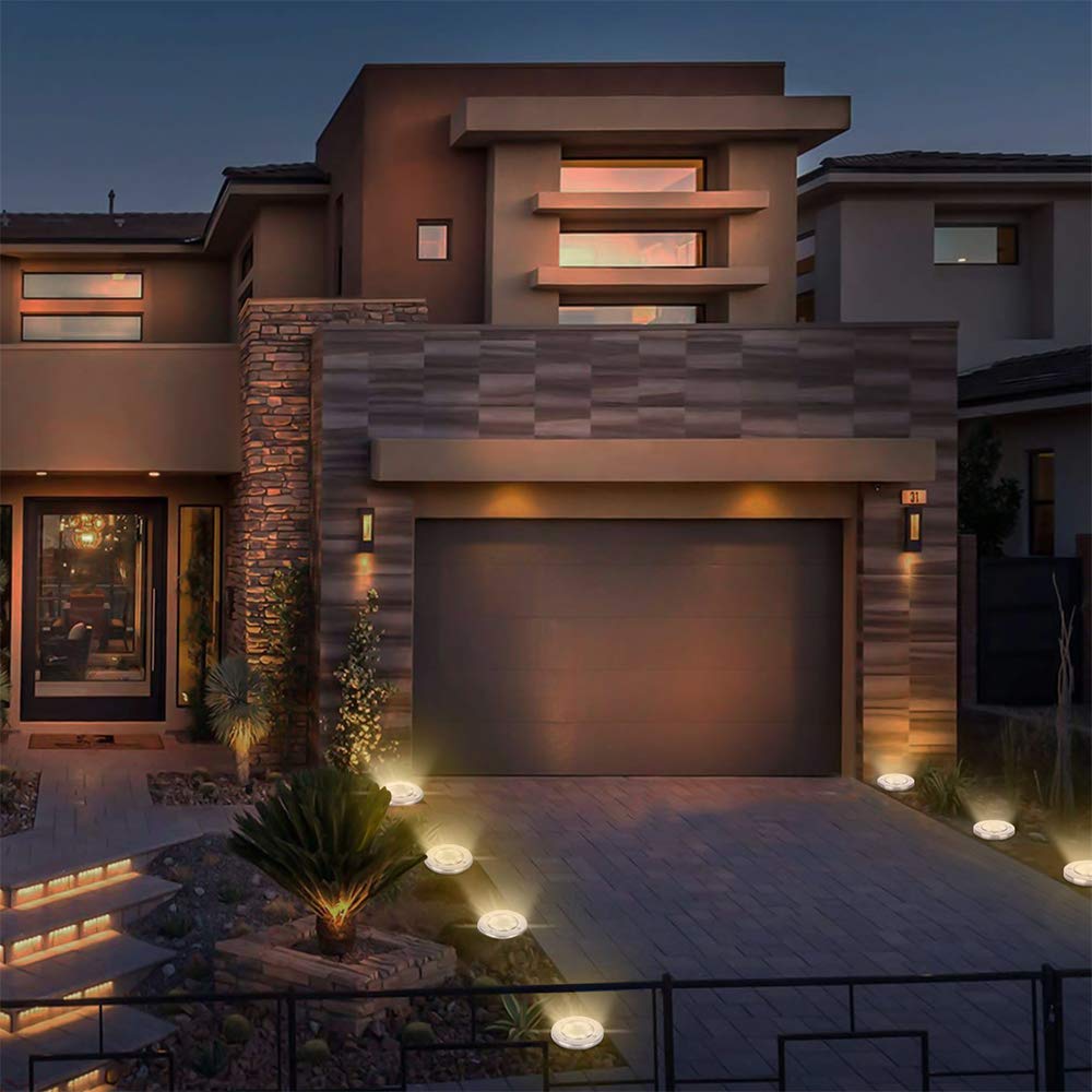 Kelvinlux Solar Garden Lights Outdoor, 8 Packs Bright Solar Powered Ground Lights With Updated 12 Leds, Waterproof Disk Warm Flat Lights For Garden Patio Yard Deck Lawn Walkway Landscape Decor