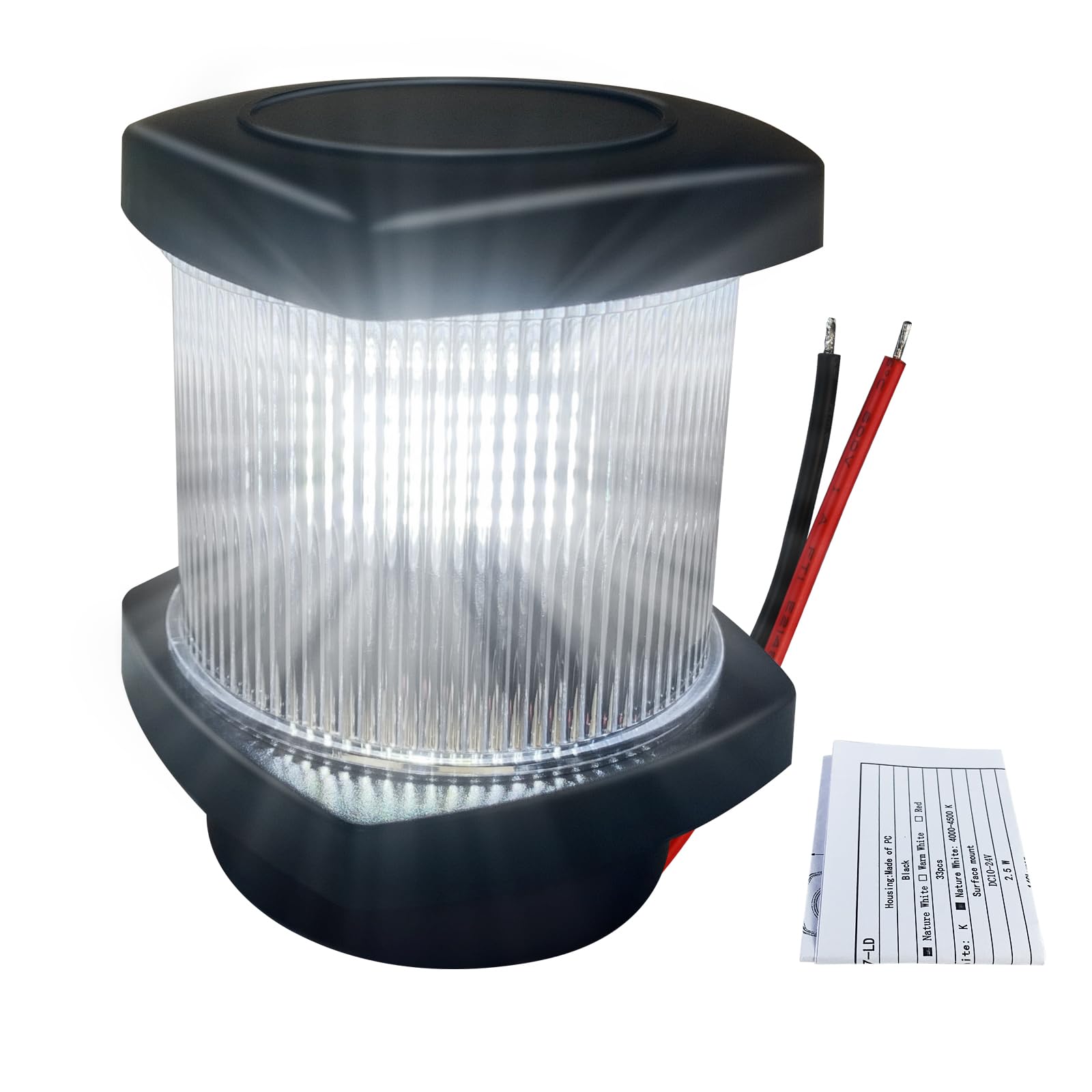 Besramtic Masthead Anchor Navigation Light LED for Sailboat Boat (White) DC 10-24 volts