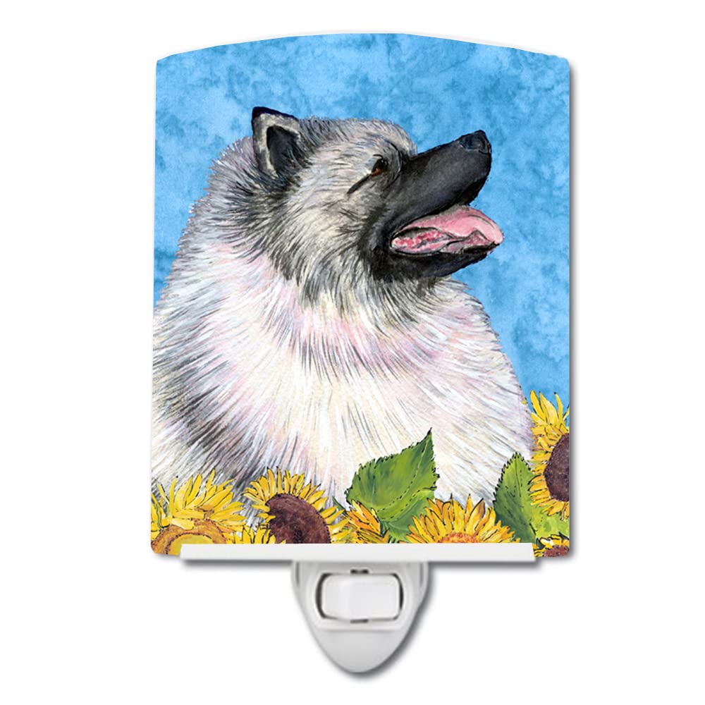 Carolines Treasures Ceramic Night Light, Keeshond Design, 6x4x3 inches, UL-Certified for Bedroom, Bathroom, Nursery, Multicolor