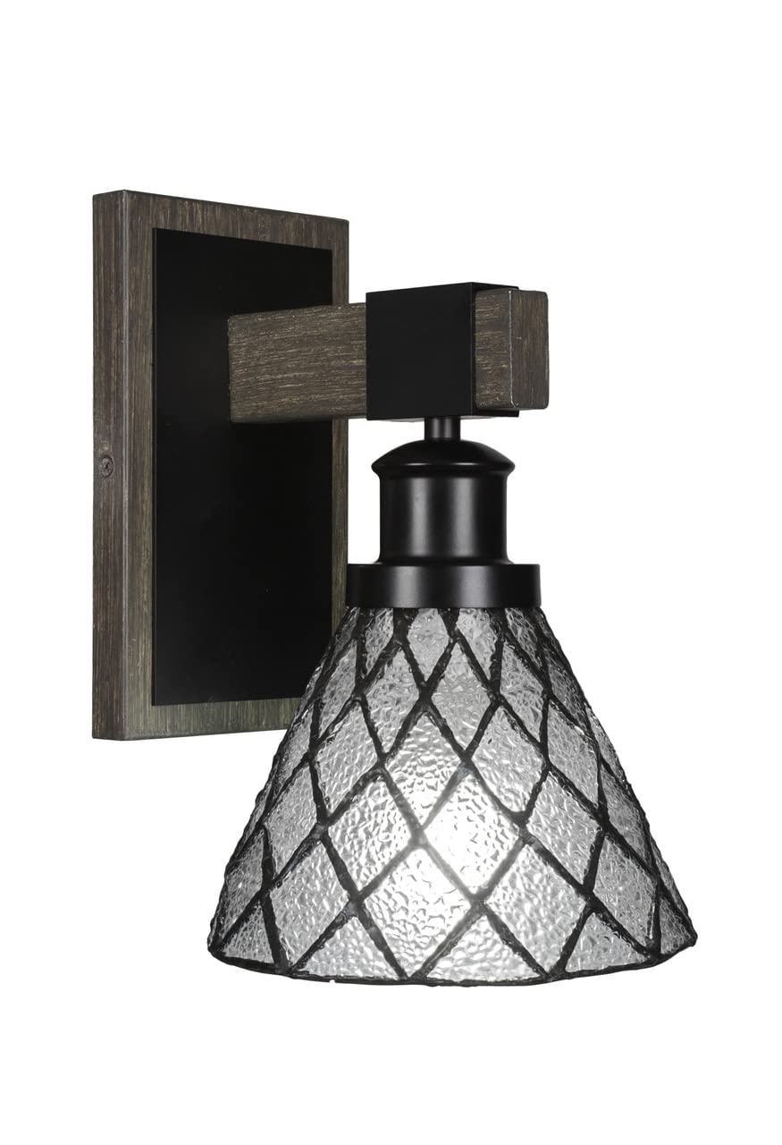 Tacoma - 1 Light Wall Sconce-10.5 Inches Tall And 7 Inches Wide-Black/Painted Wood Finish-Diamond Ice Art Glass Color