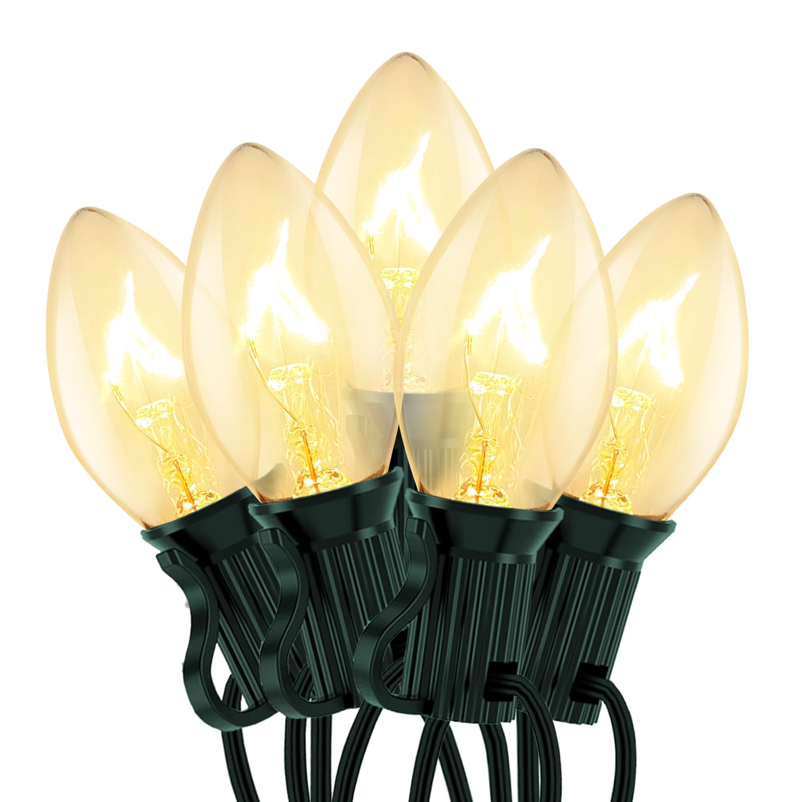 C7 Clear Christmas Lights, 25Ft Outdoor Christmas String Lights with 27 Warm White Incandescent Bulbs, Connectable Vintage Chris