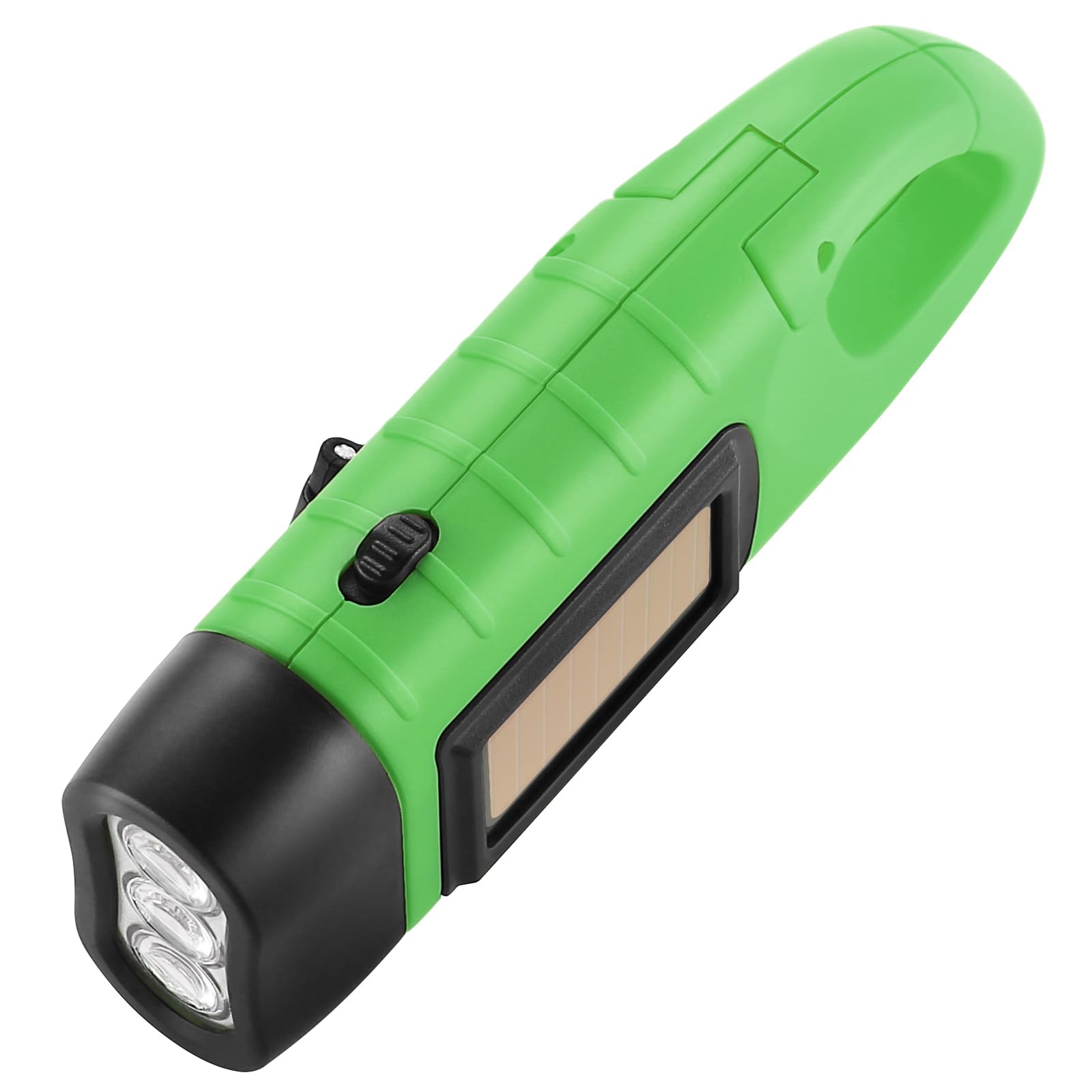 Simpeak Hand Crank Solar Powered LED Flashlight 2-Pack, Emergency Survival Light, Light Green, Model 34FL1-2V