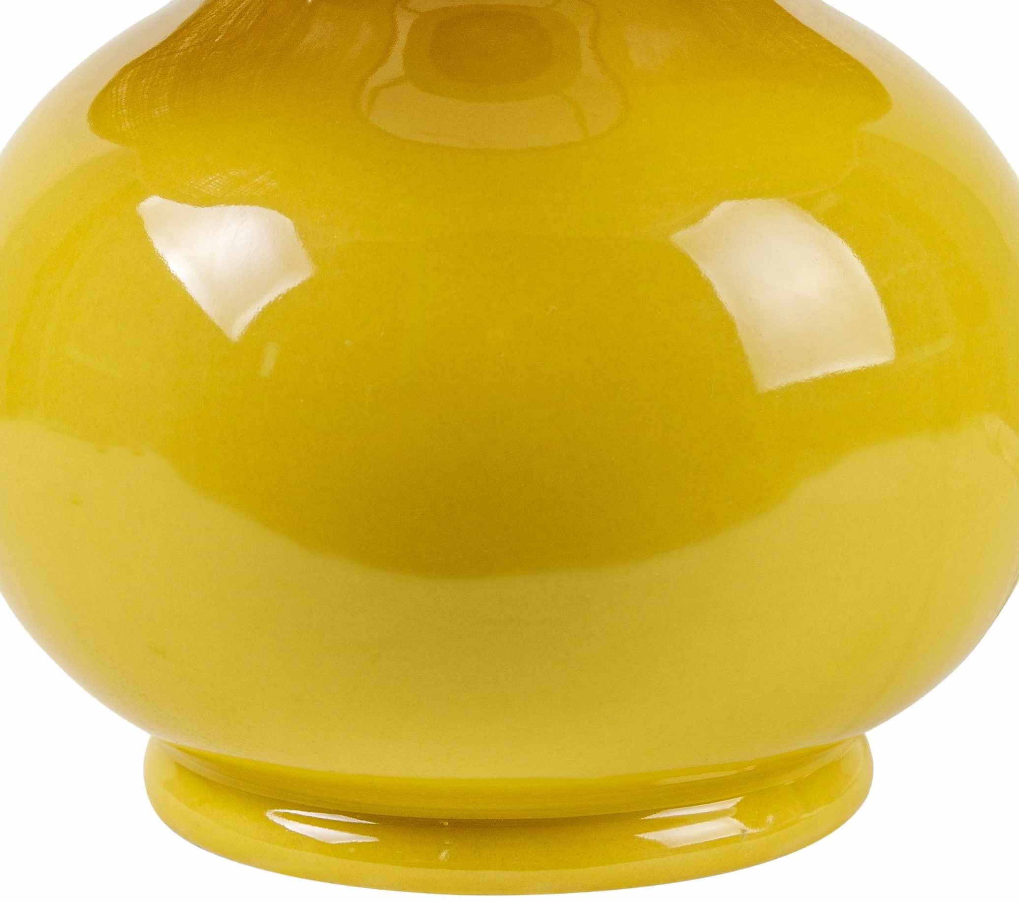 Hauteloom Theisseil Table Lamp, Ceramic, 13inH x 8inW x 8inD, Yellow/Beige/Translucent, Model TXCHMA2-002