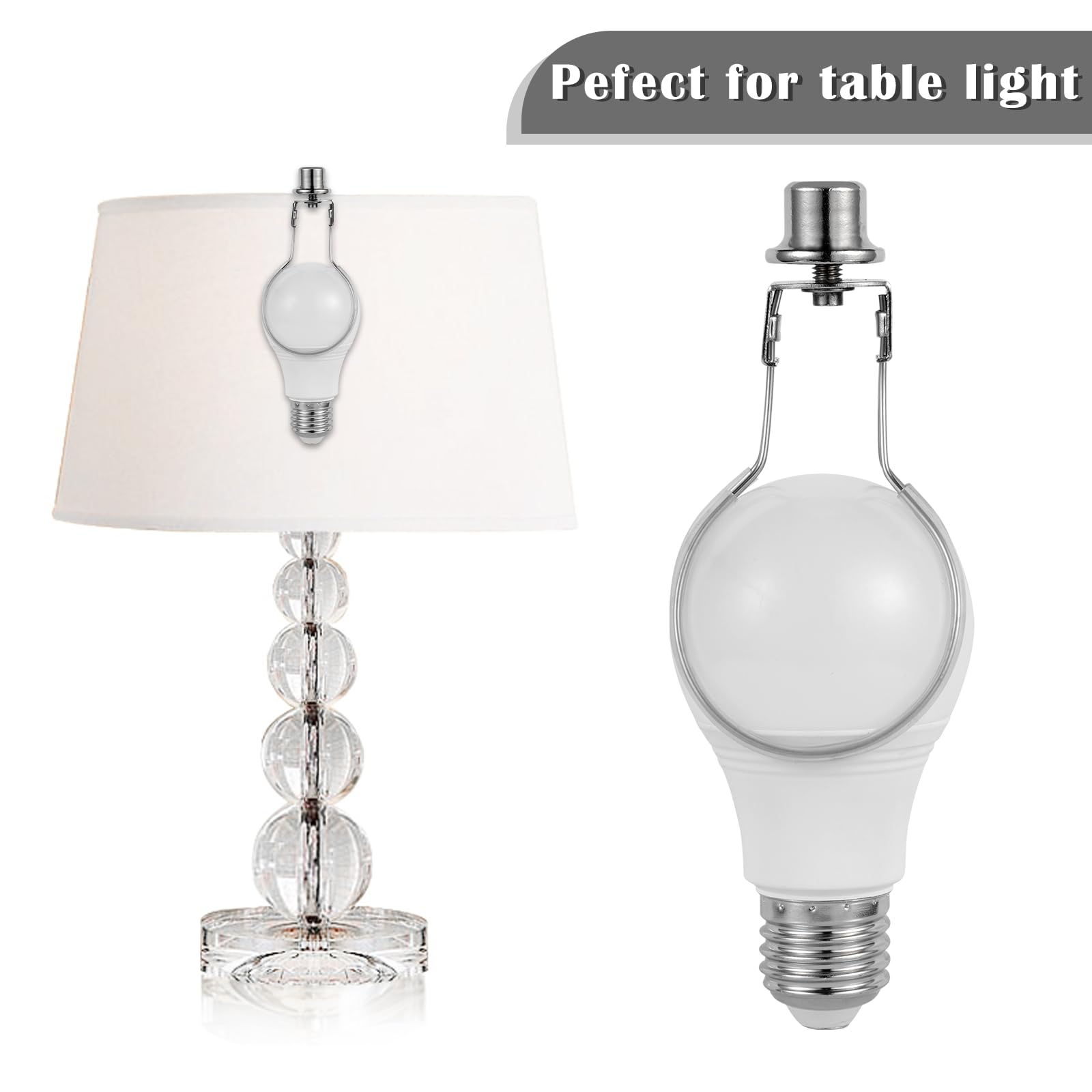 Lamp Shade Holder,Lamp Shade Light Bulb Clip Adapter,Clip On Lampshade Adapter Includes Finial And Lampshade Levellers,Spring Clip For Light Bulb (Nickel)