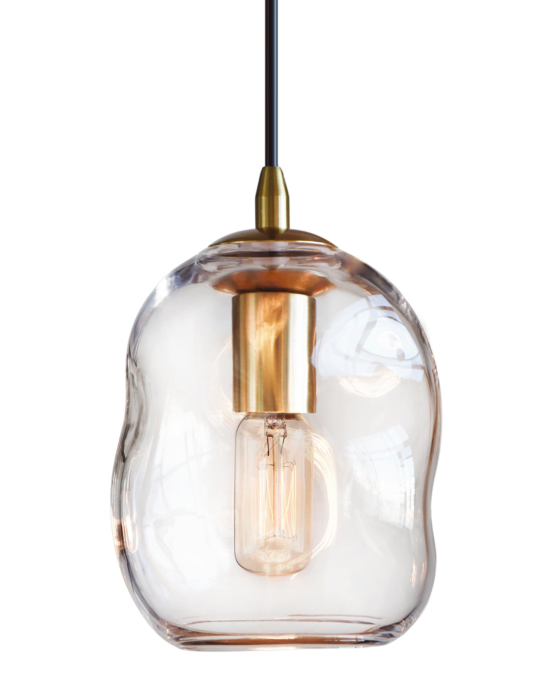 CASAMOTION Pendant Lights Kitchen Island Modern Clear Glass Organic Globe Brass Gold Ceiling Hanging Light Fixtures Bar Counter 