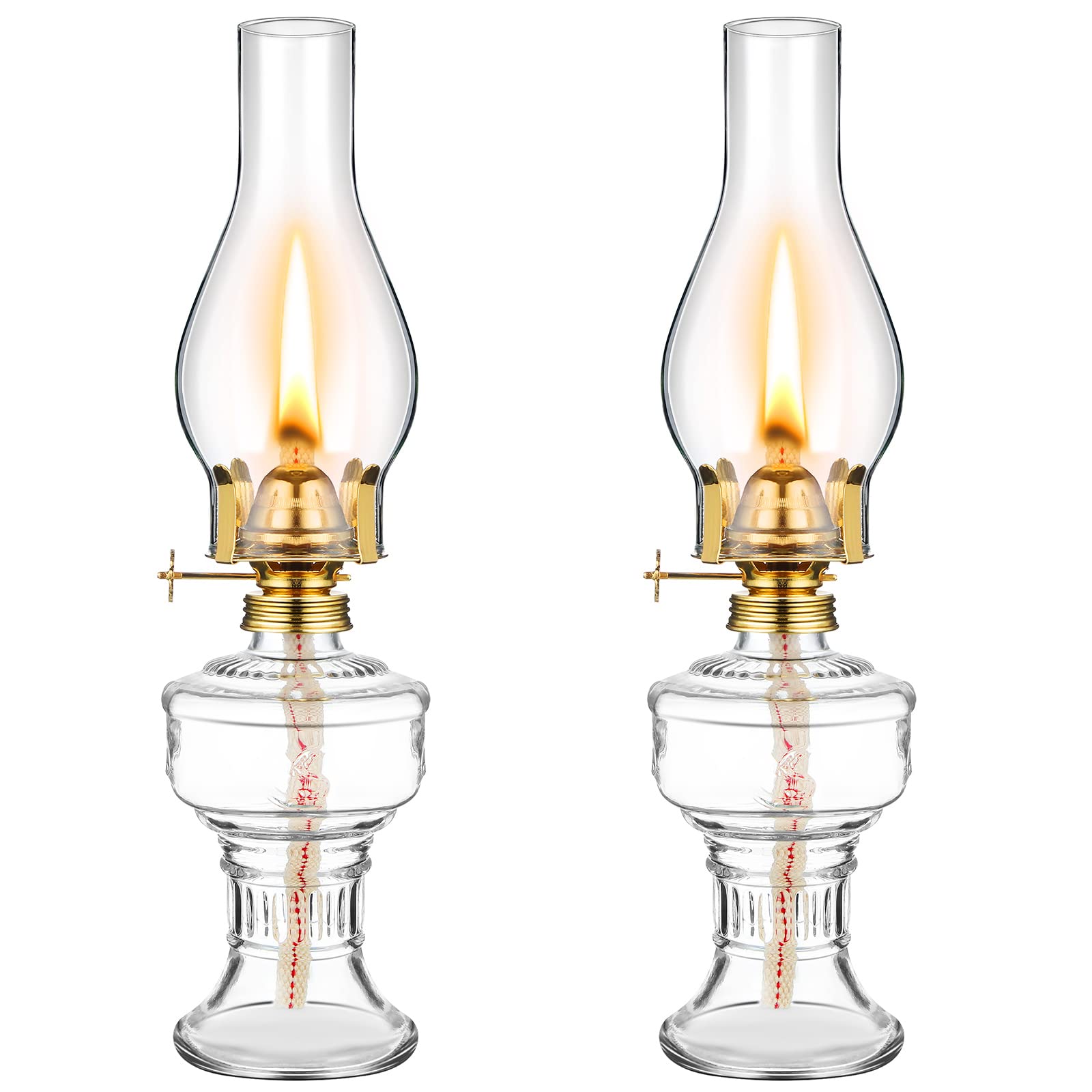 2 Pcs Chamber Oil Lamps For Indoor Use Vintage Kerosene Lamp Rustic Hurricane Kerosene Lantern With Adjustable Fire Wick Lightin