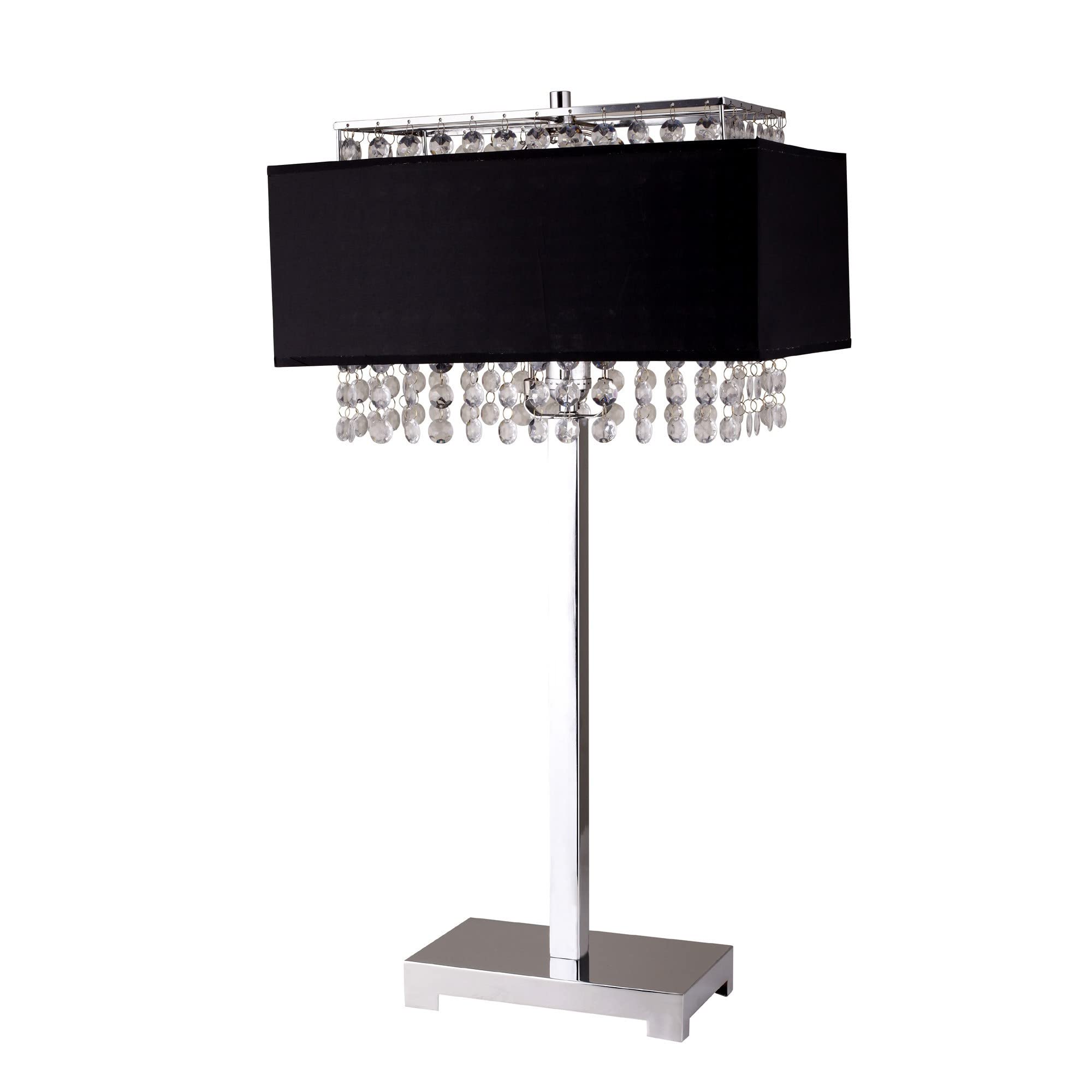 Homeroots Rectangular Table Lamp - Bling Glam Black Faux Crystal, Model 468419