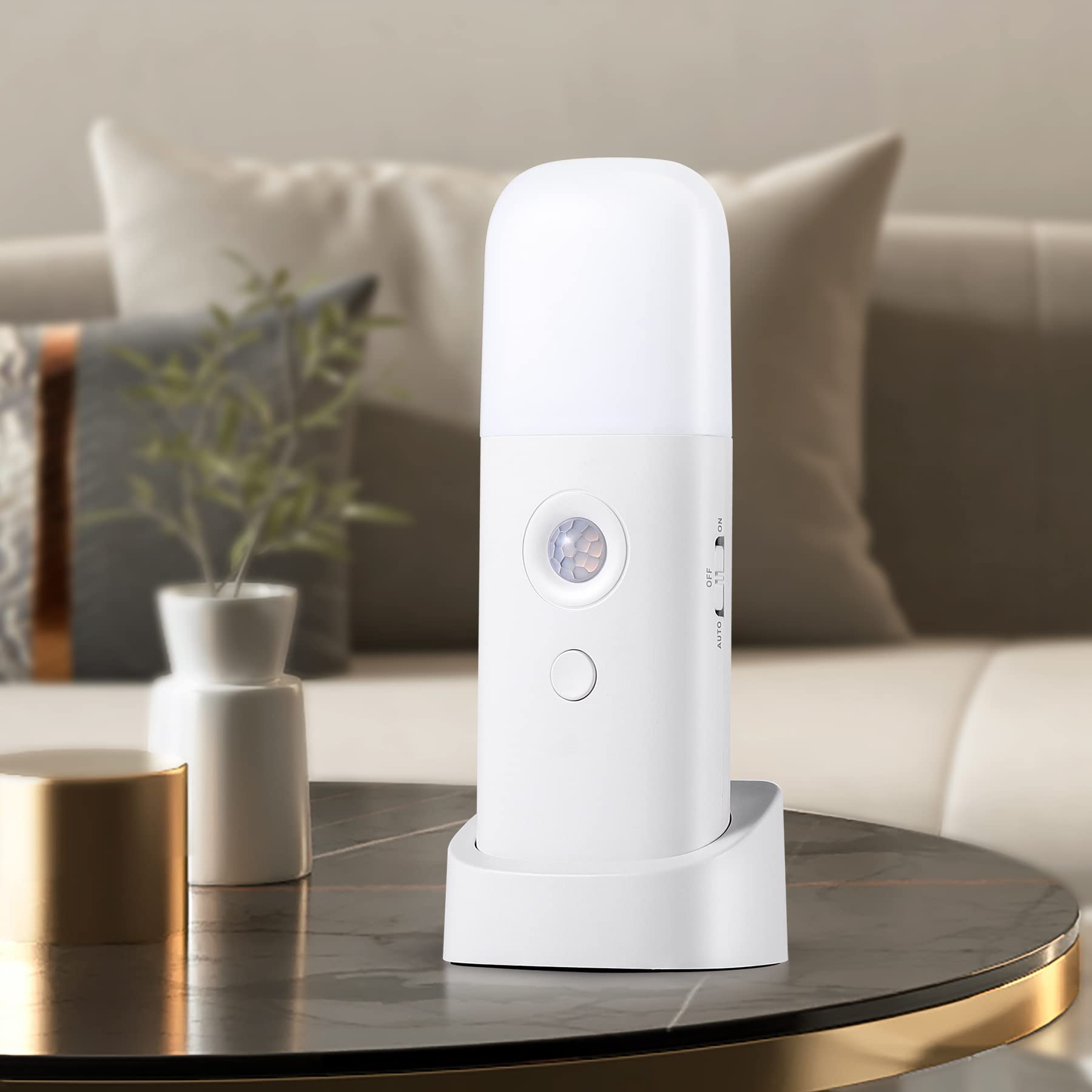 CREWEEL Motion Sensor Night Light, Rechargeable Battery Powered, Adjustable Brightness, One Pack, Cool White, Model Cool_Light01