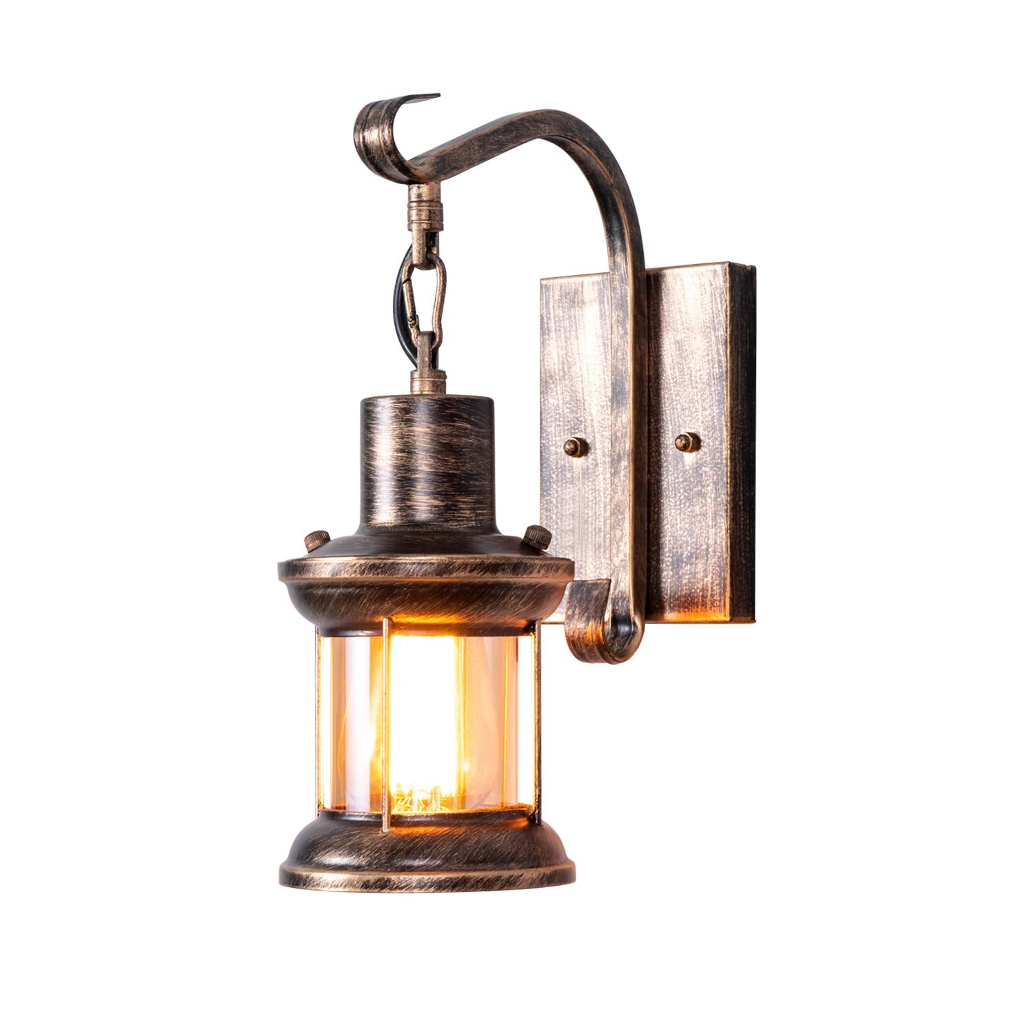 Yisuro Rustic Oil Rubbed Bronze Wall Sconce - Vintage Industrial Glass Shade Light Fixture
