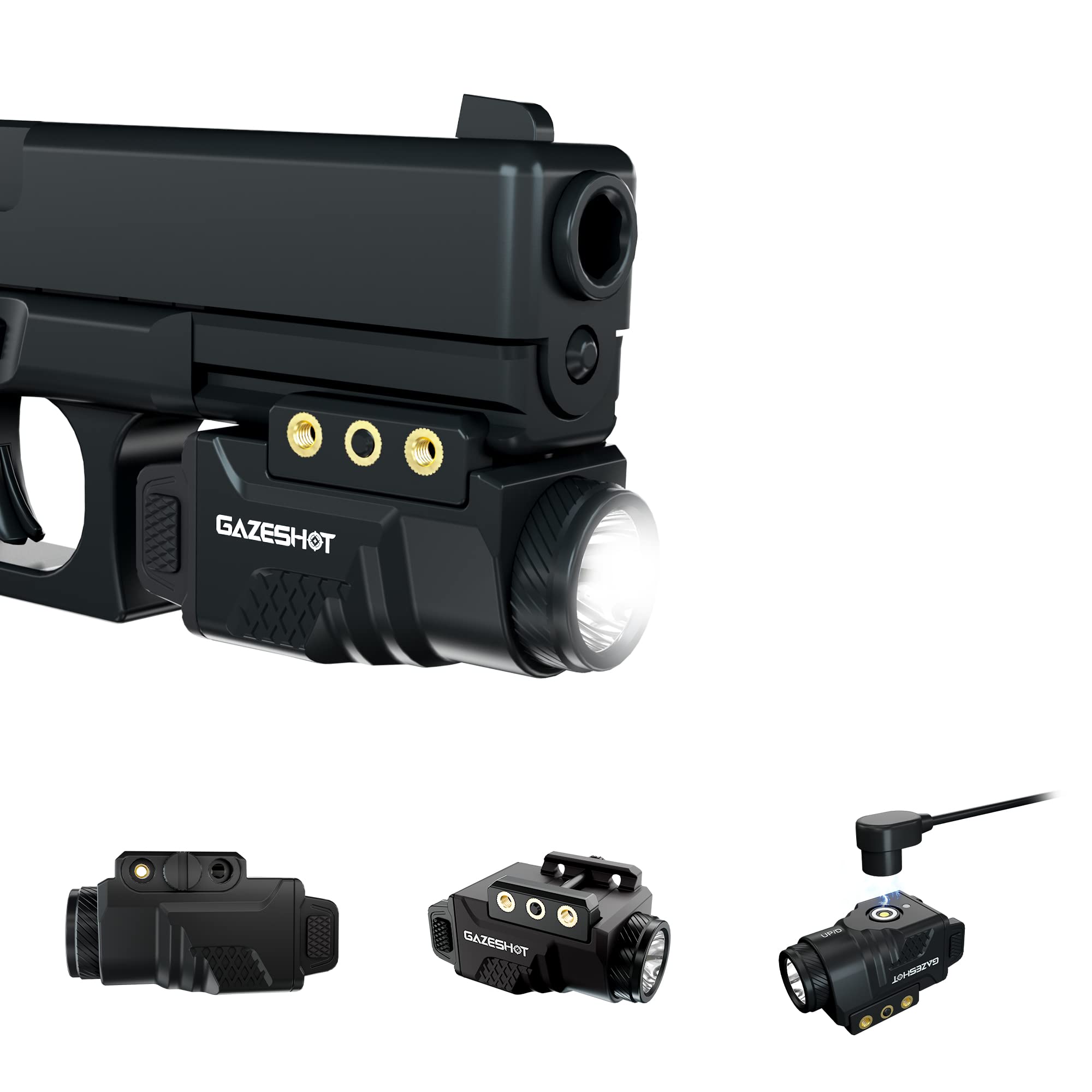 GAZESHOT Handheld Toy Light Tactical Flashlights Mini 800 Lumen Weapon Light  Magnetic USB Rechargeable with Strobe Mode for GL and Picatinny Rail