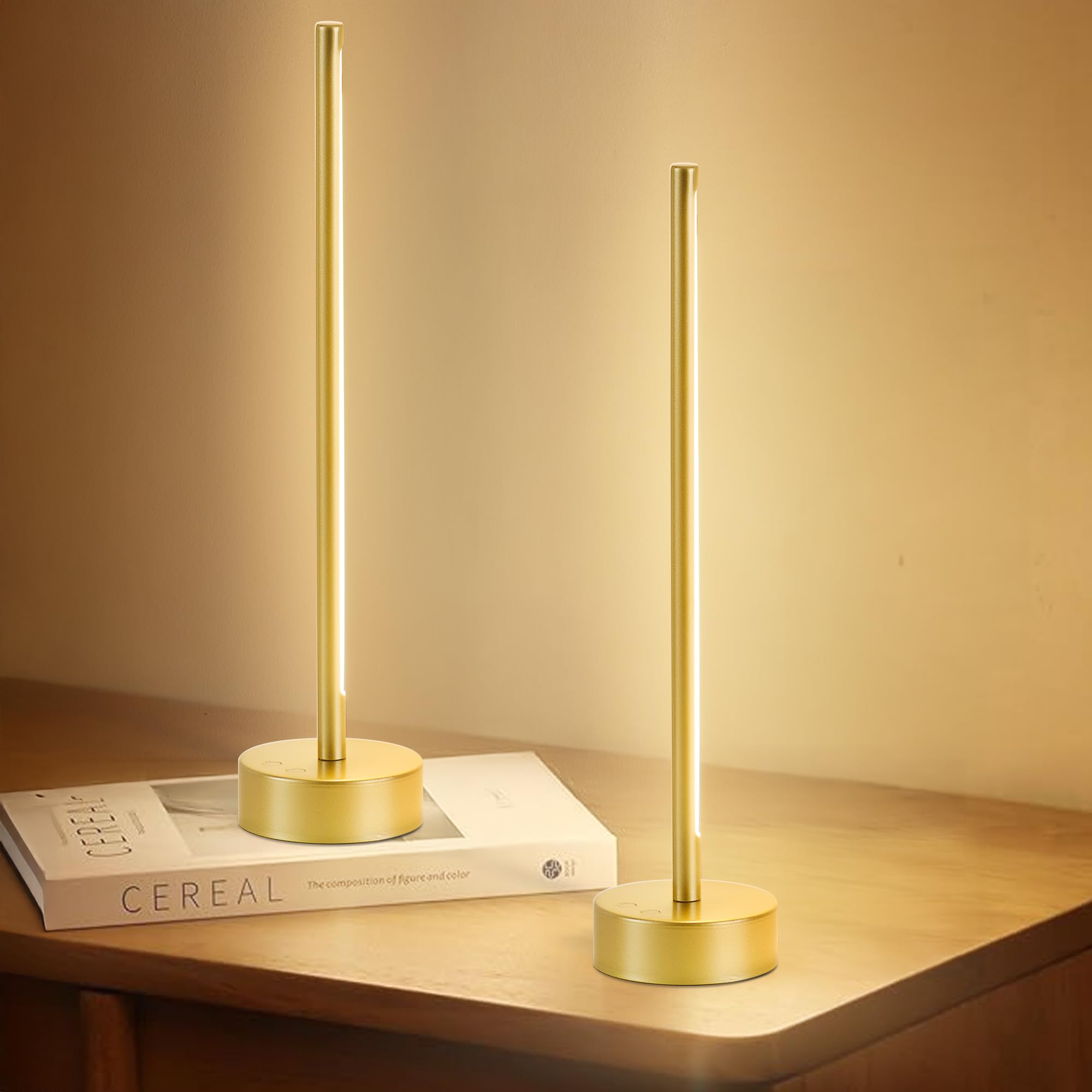 Kartoosh Cordless Led Table Lamp Set Of Two, Battery Operated Portable Desk Lamp,Dimmable/3 Color/Memory Function,Modern Recharg