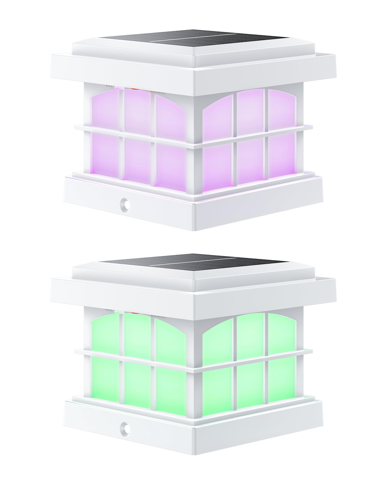 Partphoner Rgbcw Solar Post Cap Lights 2-Pack  9 Colors 3 Modes Fence Cap Lights  Bright Solar Outdoor Waterproof Led Deck Lighting For Fence Garden Deck Patio Porch Decor 4X4 Vinyl/Wood  White
