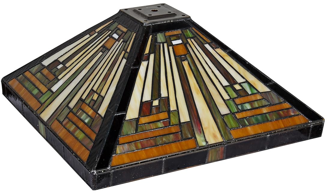 Capulina Tiffany Lamp Shade - 16" Amber Brown Stained Glass Mission Style for Table/Floor Lamps