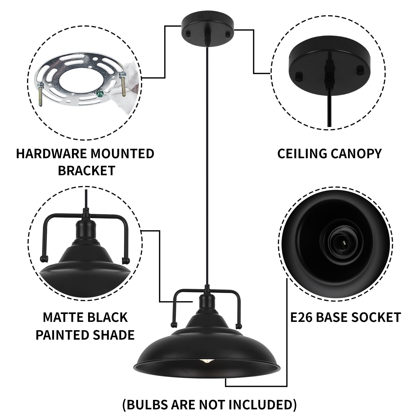 Sesiment Black Pendant Light  Large Pendant Light 15.7 3 Packs  Modern Farmhouse Pendant Lights  Kitchen Pendant Lights  Pendant Lighting Kitchen Island For Kitchen  Living Room