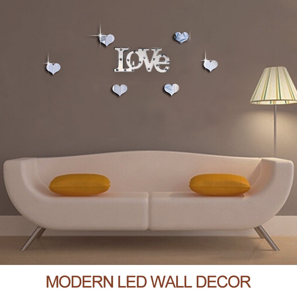 Bright Zeal LED Marquee Sign - 16"x7" LOVE Decor, Mirror Front, 18 Bulbs, Battery Operated, Ideal for Bedroom & Wedding Decor